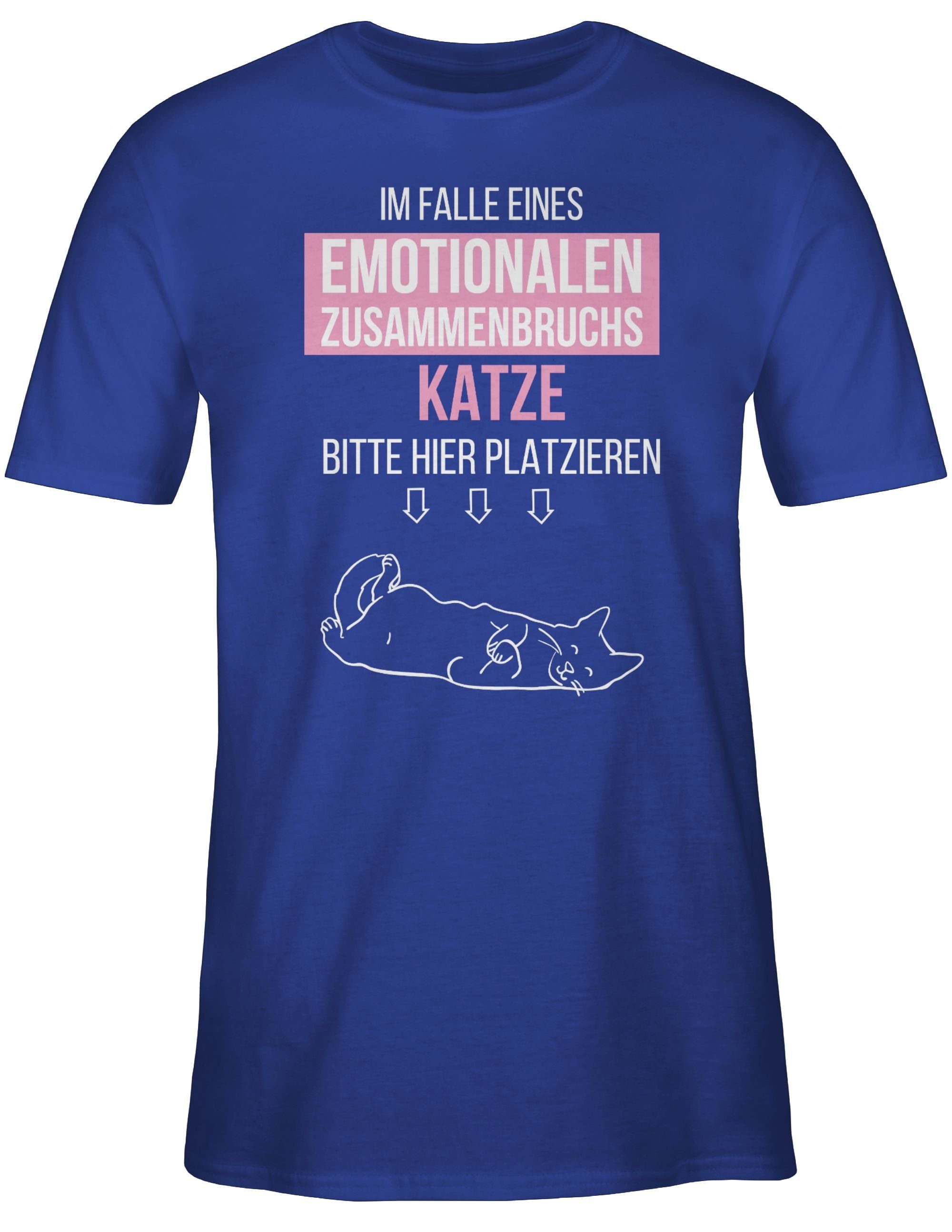 Im Falle hier Shirtracer Sprüche Zusammenbruchs Royalblau Katze 2 emotionalen platzieren Statement T-Shirt eines