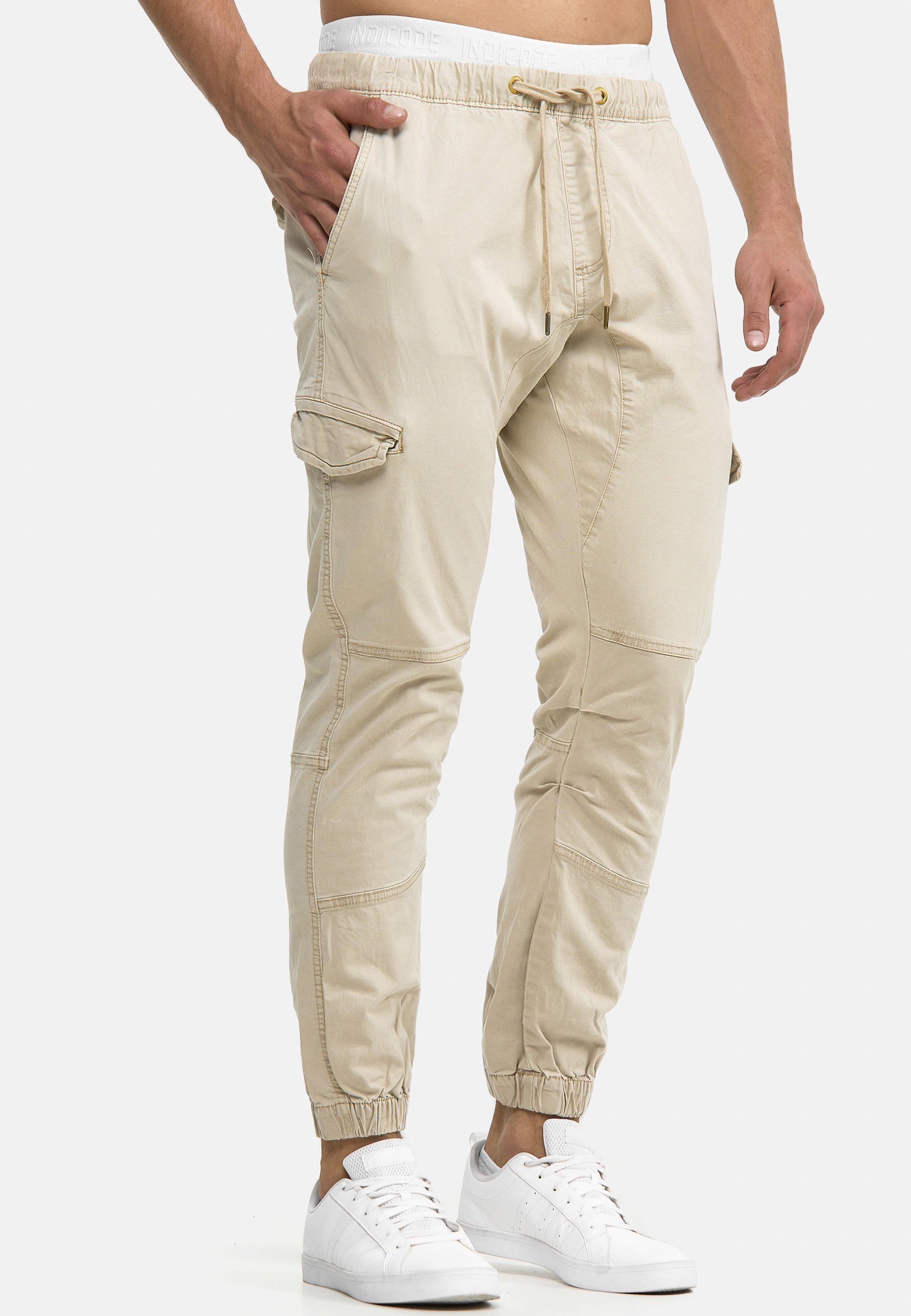 Indicode Cargohose Herren Levy Jogger-Pant mit elastischem Bund und Kordelzug