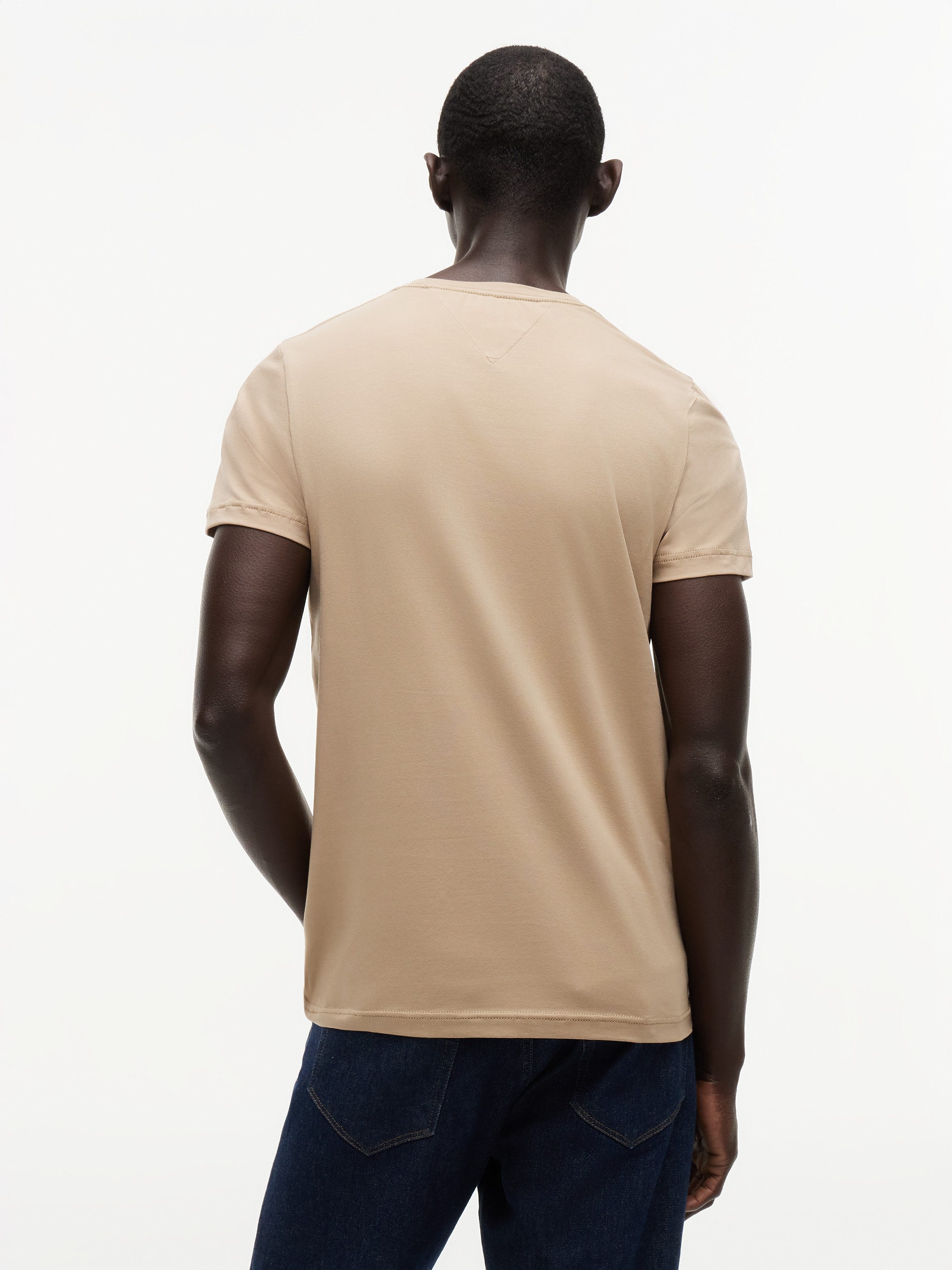 Tommy Hilfiger T-Shirt STRETCH SLIM FIT unifarben, casual, slim fit, Baumwollmix, Rundhals