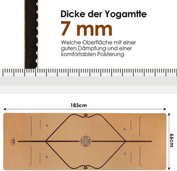 INTEY Yogamatte, Gymnastikmatte aus Kork und Naturkautschuk mit Tragegurt