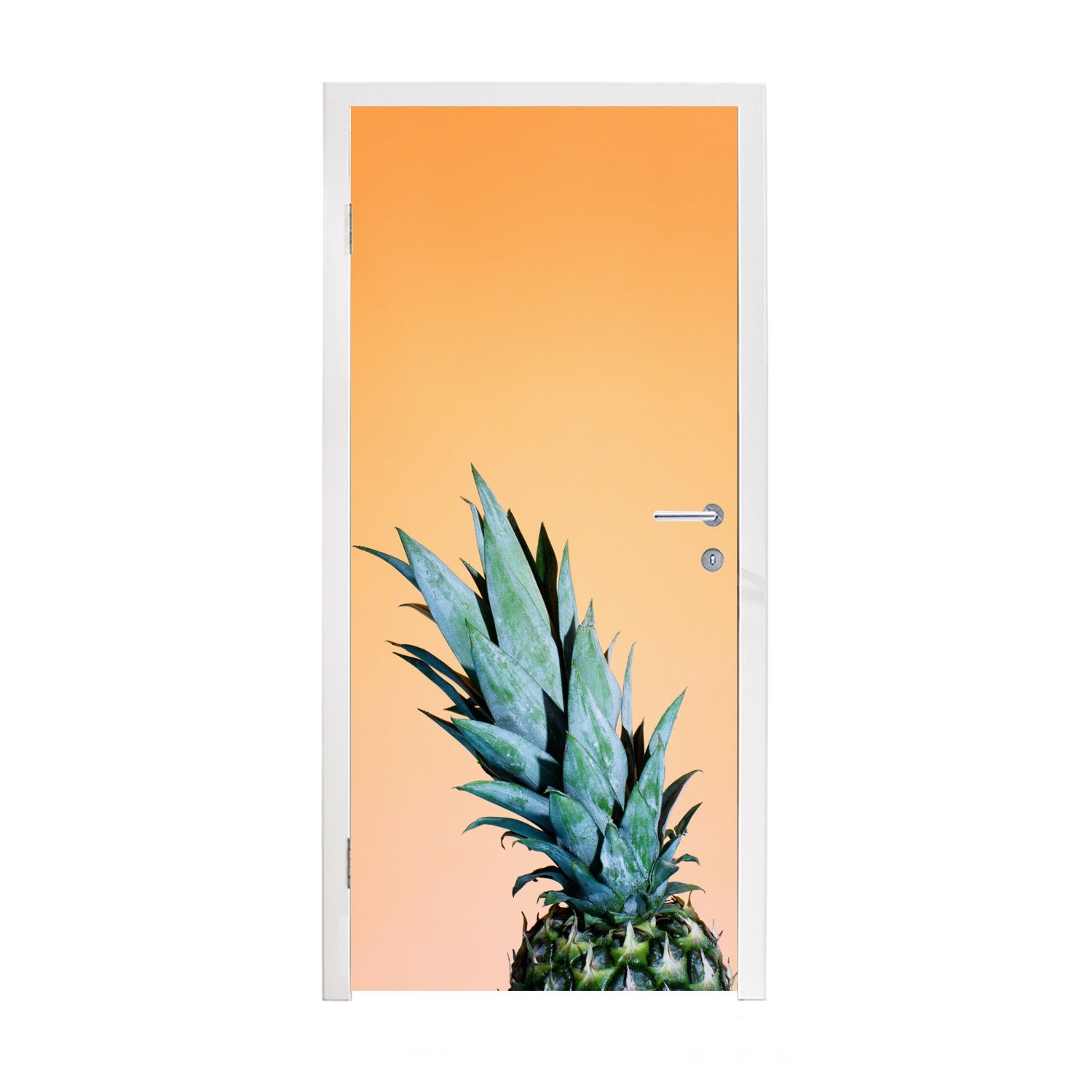 MuchoWow Türtapete Ananas - Obst - Orange, Matt, bedruckt, (1 St), Fototapete für Tür, Türaufkleber, 75x205 cm