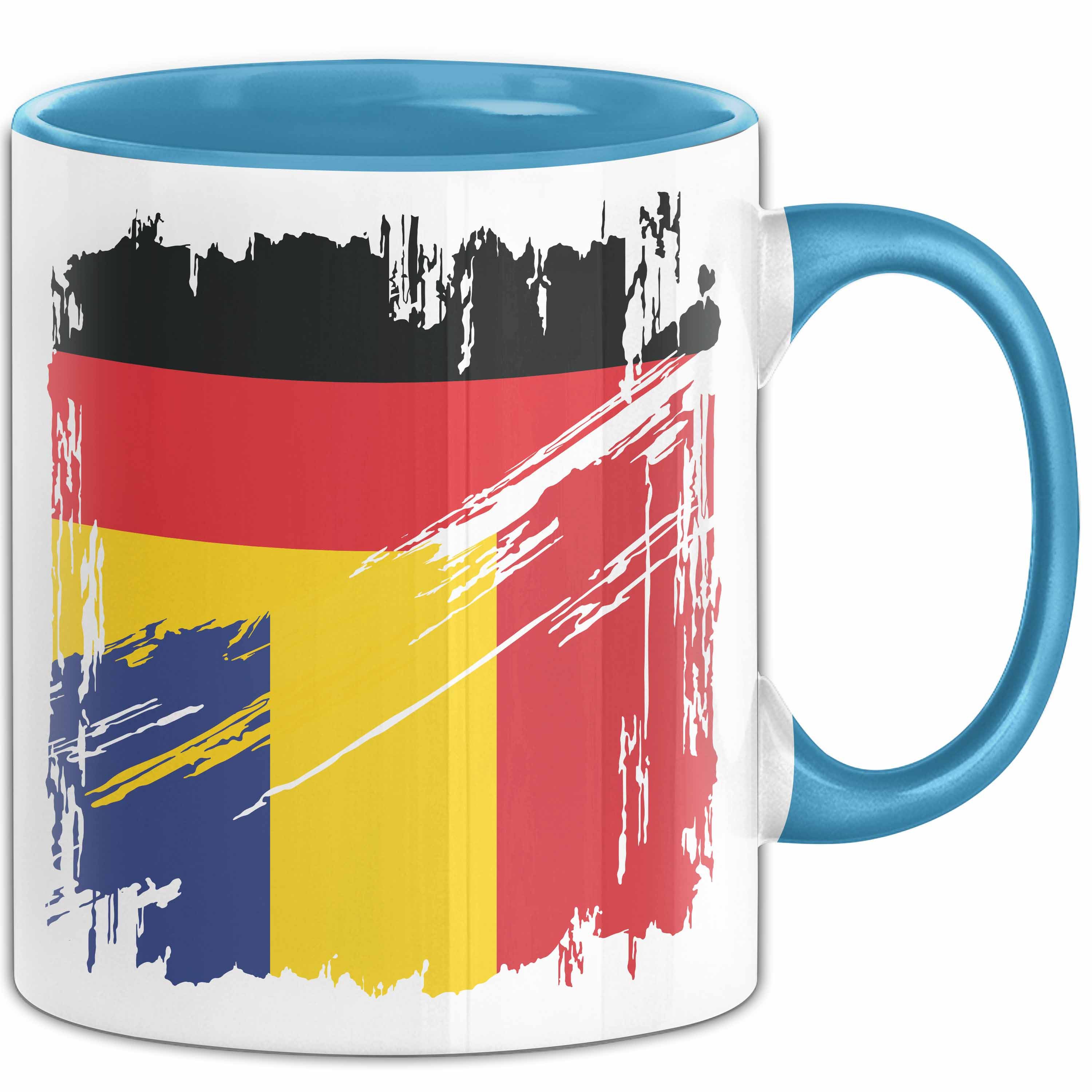 Trendation Tasse Rumänien Deutschland Flagge Halb Deutscher Halb Rumäne Fußball 