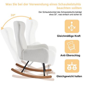 REDOM Schaukelstuhl Relaxsessel Schaukelsessel,Schwingsessel, mit hoher Rückenlehne (Teddy-Samt-Schaukelstuhl, Freizeitstuhl), Einzelsofastuhl, Mutterstuhl, Kinderzimmerstuhl