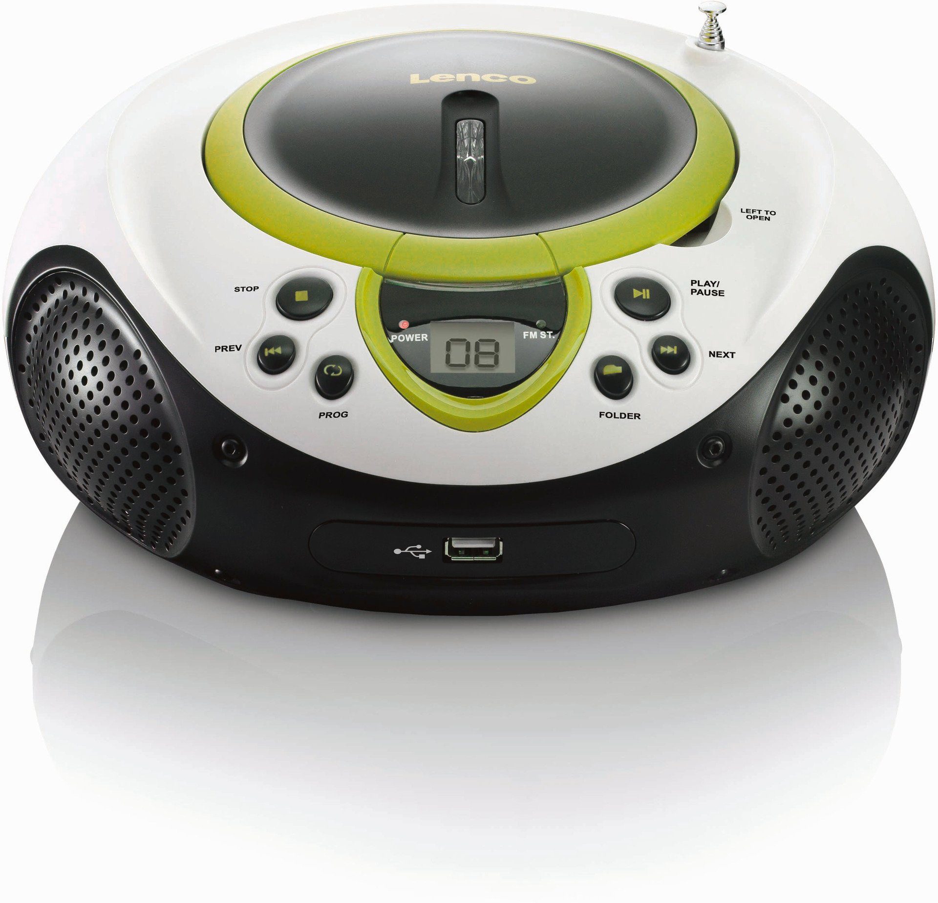 mit SCD-38 Lenco USB (FM-Tuner) Grün Radio MP3 CD-Radio