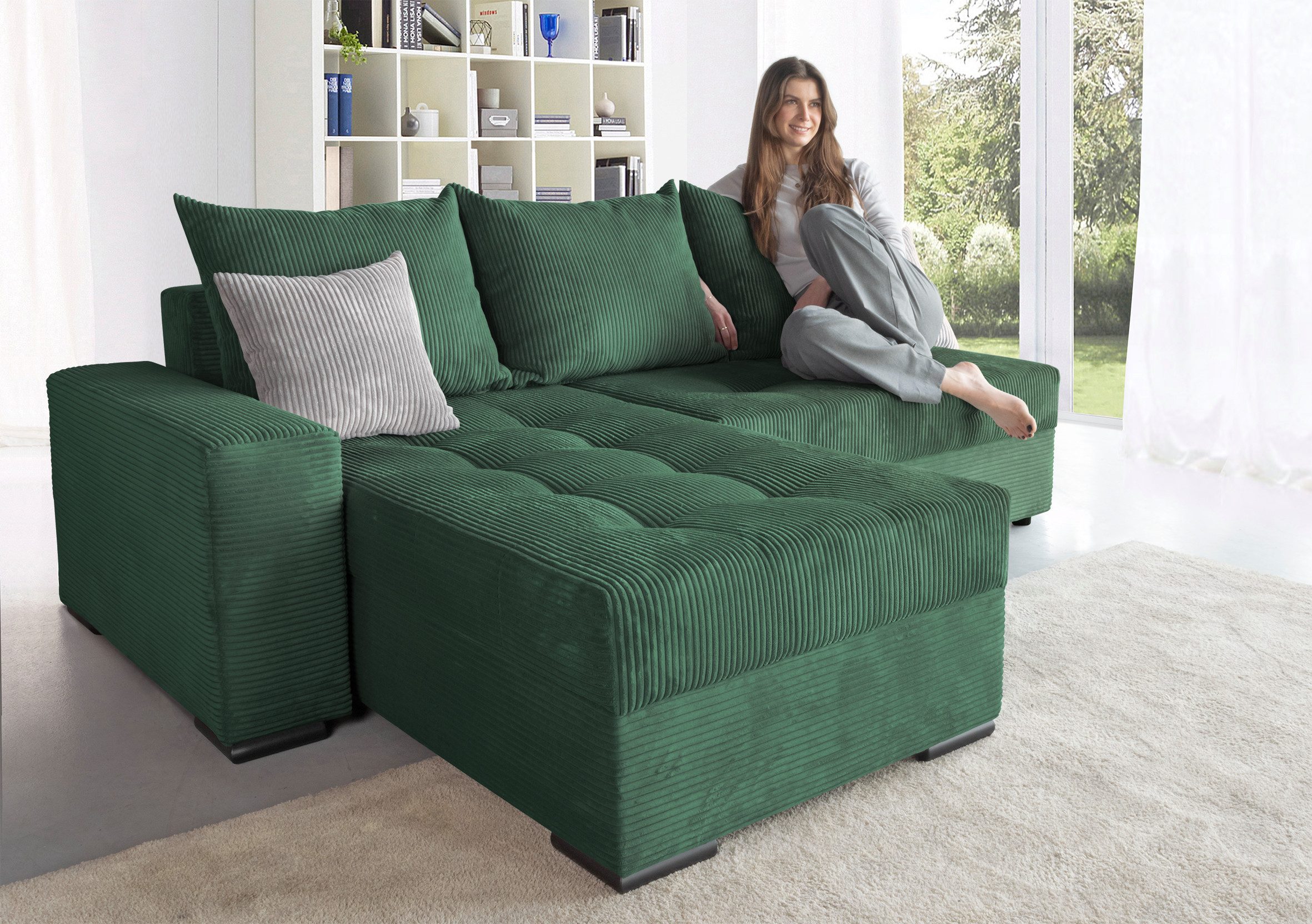 COLLECTION AB Ecksofa Josy L-Form, B: 214 cm in Cord, Cord-Mix, mit Bettfun günstig online kaufen