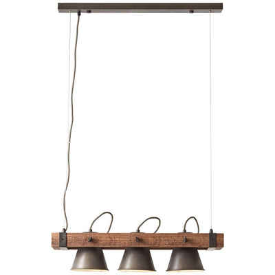 Brilliant Leuchten Pendelleuchte »Plow«, 115 cm Höhe, 3 x E27, schwenkbar, kürzbar, Metall/Holz, schwarz stahl