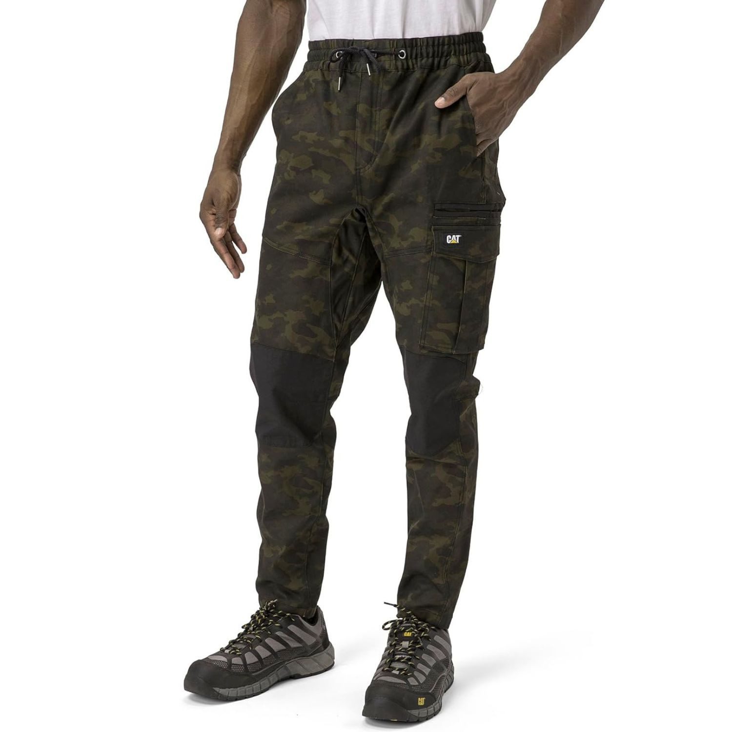 CAT CATERPILLA Arbeitsbundhose Arbeitshose Dynamic W34 L34 Herren Hose Night Camo (Packung, 97% Baumwolle) Cat by Caterpillar Logo Bundhose Taschen Flexibel Bewegungsfreiheit
