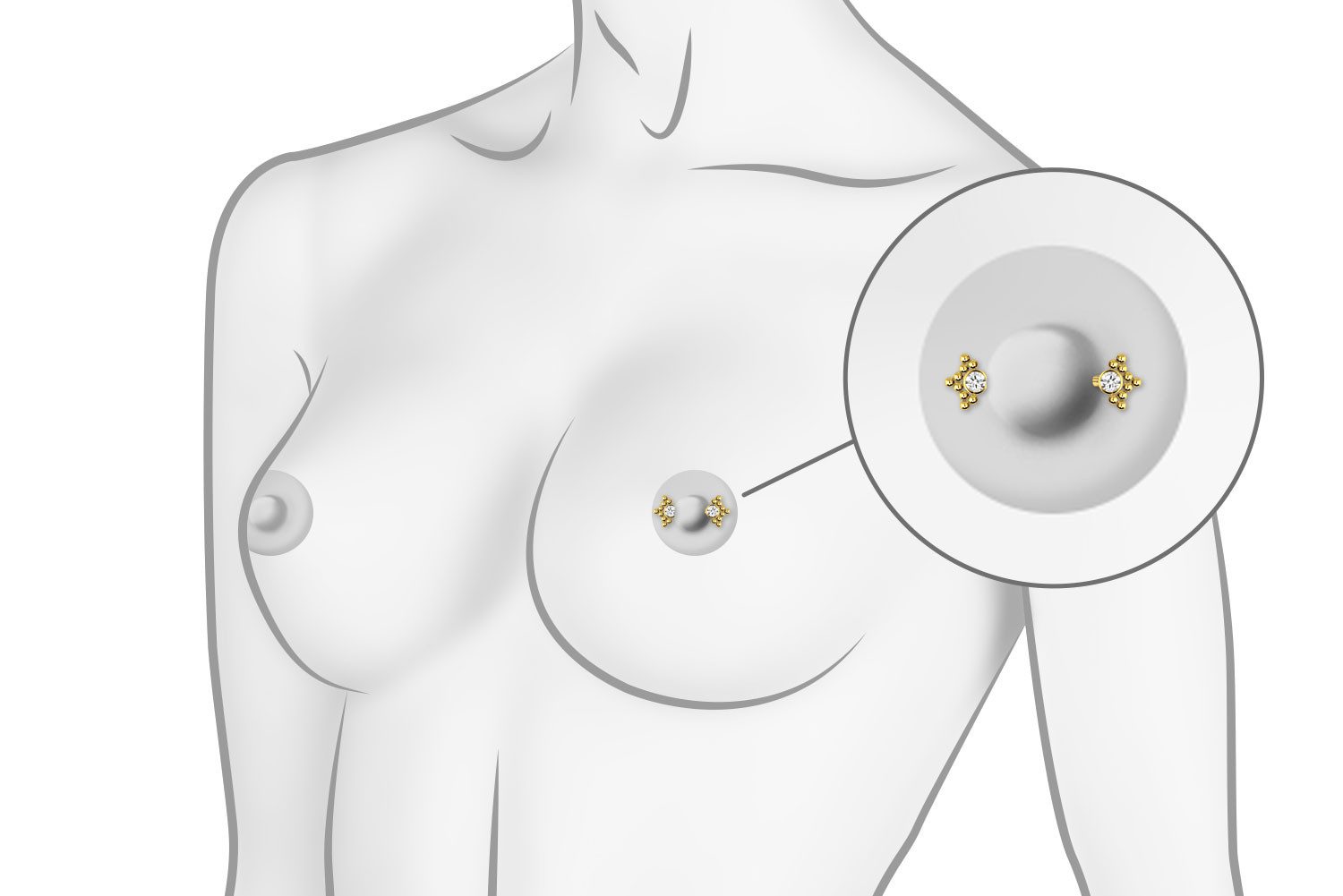 PIERCINGLINE Brustwarzenpiercing Titan Barbell mit Push Fit KRISTALL + 3 KUGELDREIECKE (Barbells, 1-tlg)