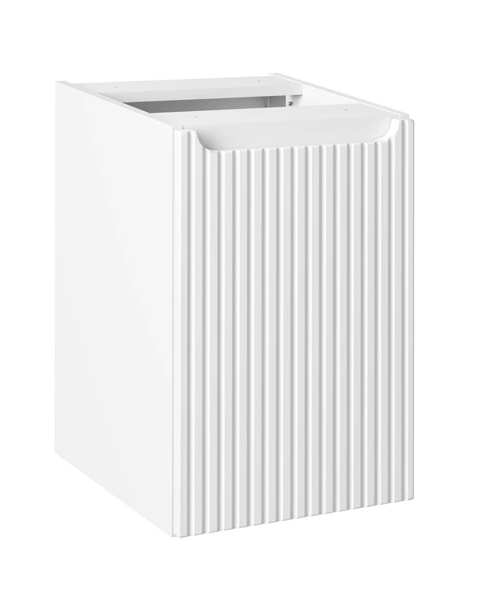 einfachgutemoebel Waschtisch-Set Badezimmer Seitenschrank ILUNA White 40cm, mit Wäschekorb, weiß, (Badmöbel Set, 1-St., Wäschschrank)