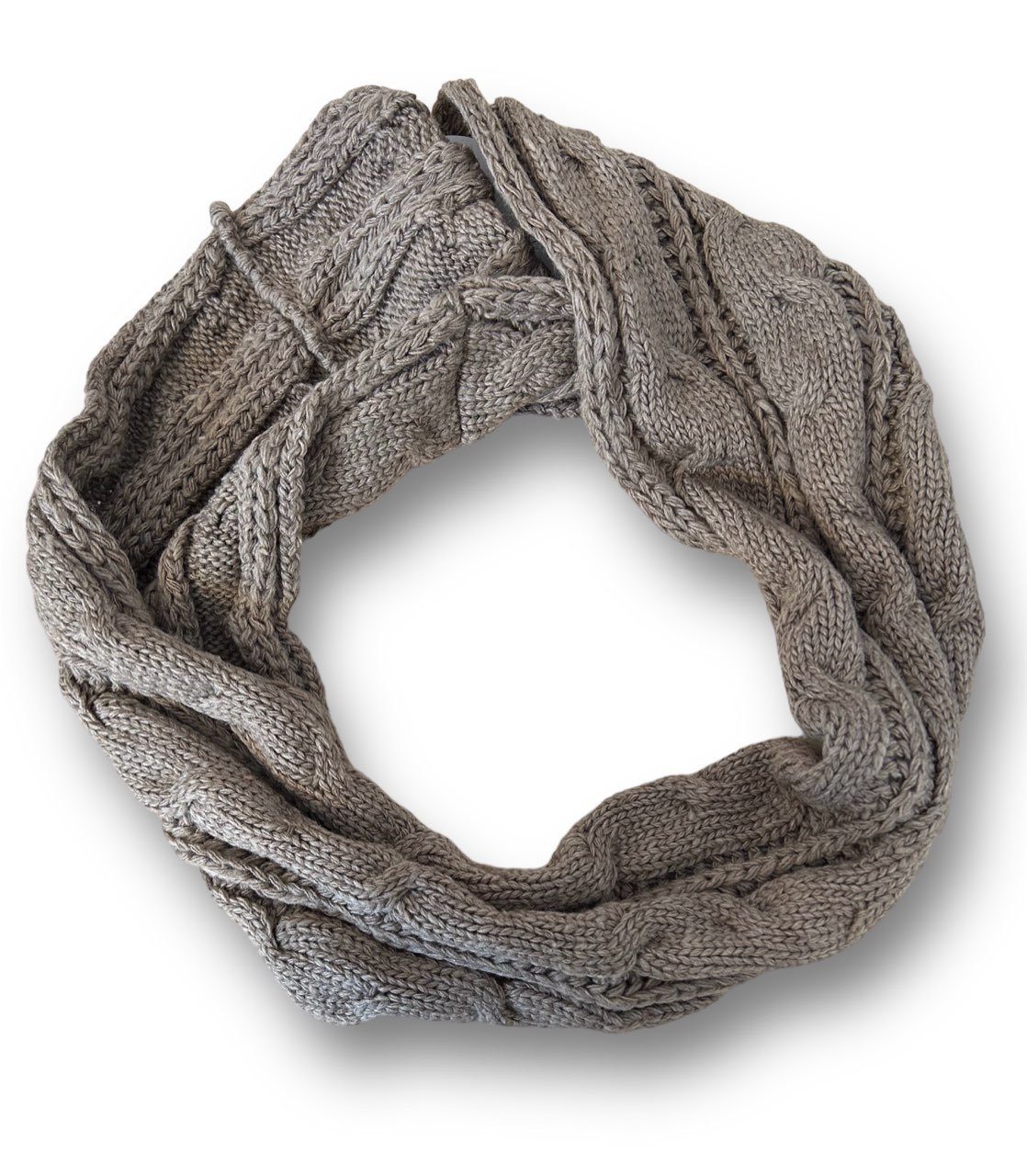 Antonio Strickschal Winter Schal, mit weich, (Kein Strickmuster, taupe Mit Schal), Einzelner Zopfmuster warm Wollschal Loop Set, 1-St. und