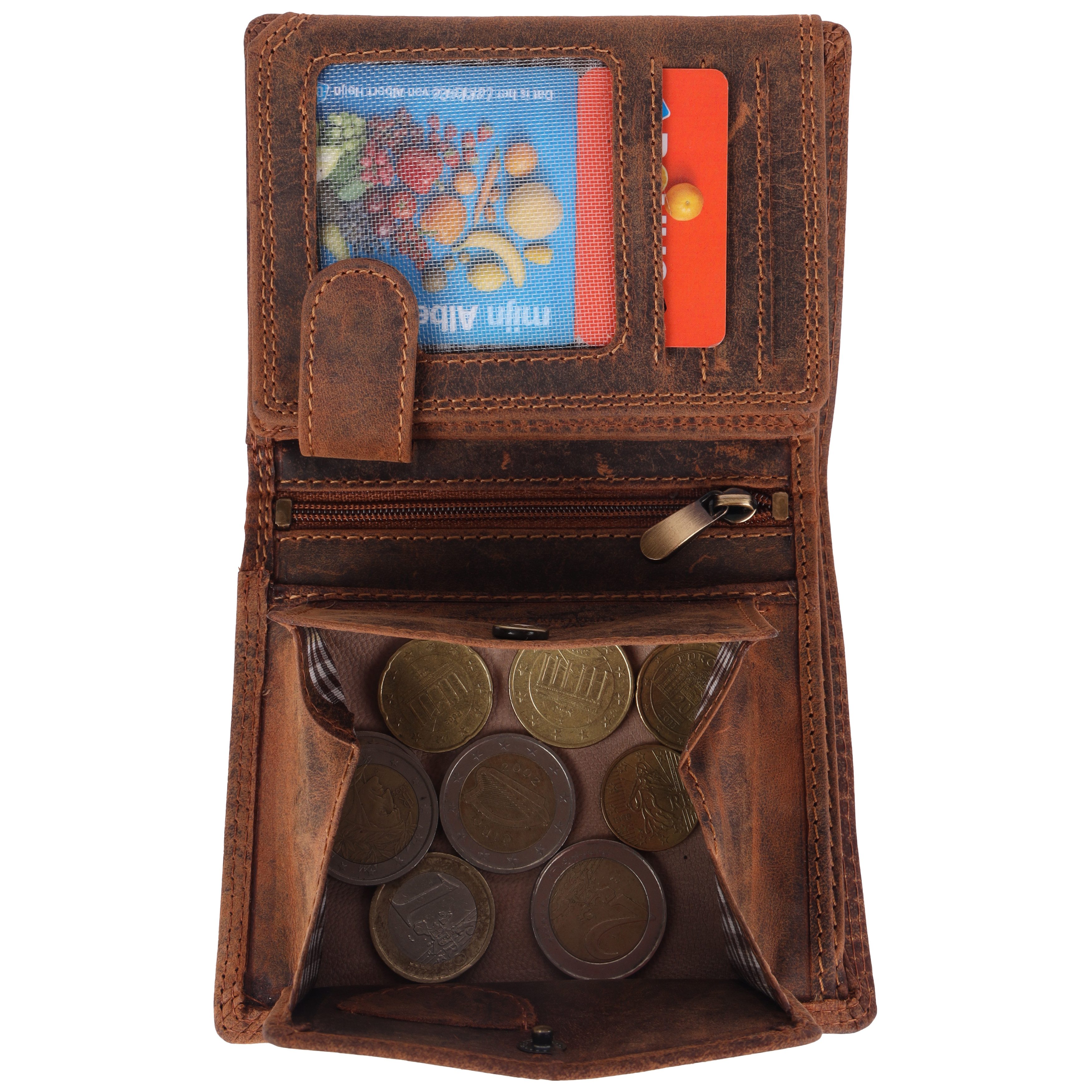 Manza Geldbörse Geldbörse Herren Großes Münzfach Portemonnaie Echt Leder RF günstig online kaufen