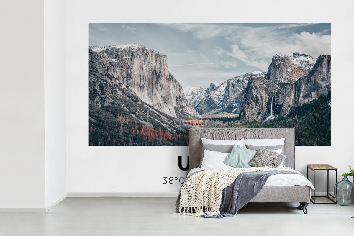 (6 - bedruckt, Tapete Yosemite Fototapete Matt, - Vinyl Wohnzimmer, Wyoming, St), Amerika Kinderzimmer, Schlafzimmer, Wallpaper für MuchoWow