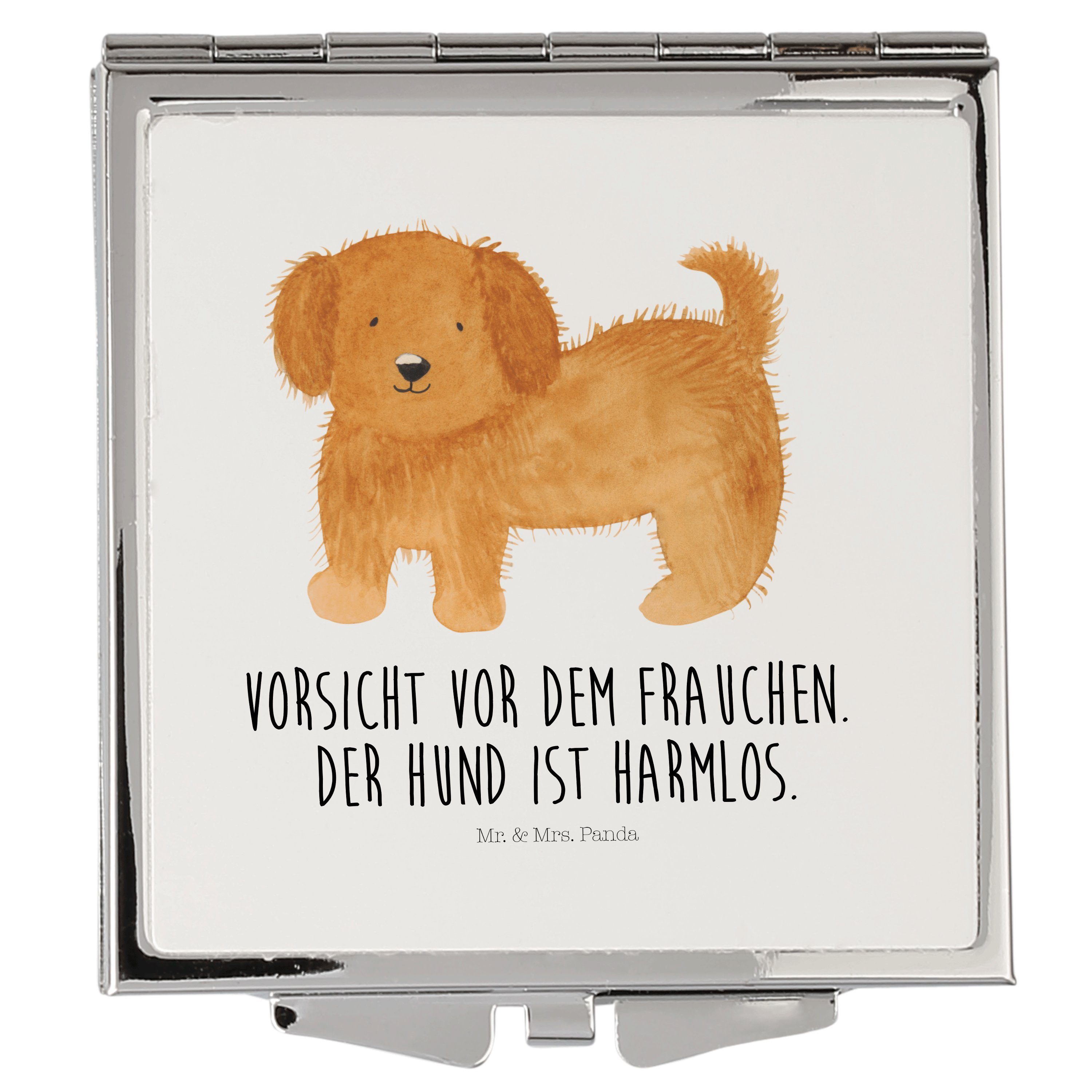 Mr. & Mrs. Panda Kosmetikspiegel Hund flauschig - Weiß - Geschenk, Hundemama, Hundespruch, Haustier, H (1-St)