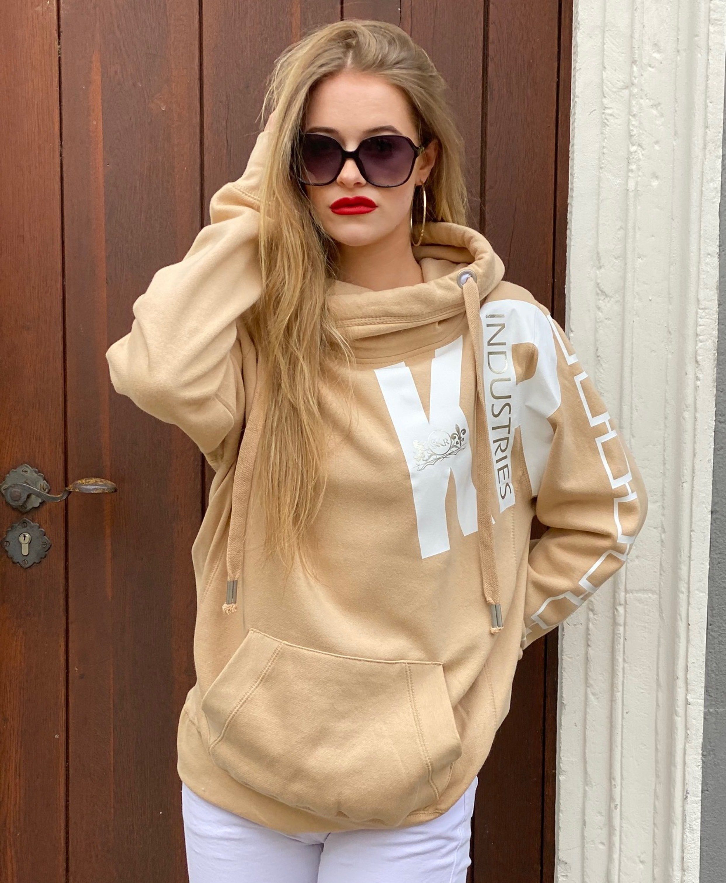KR-Industries Hoodie KRI (1 Stk) mit extravaganter Kapuze und breitem hohen Kragen