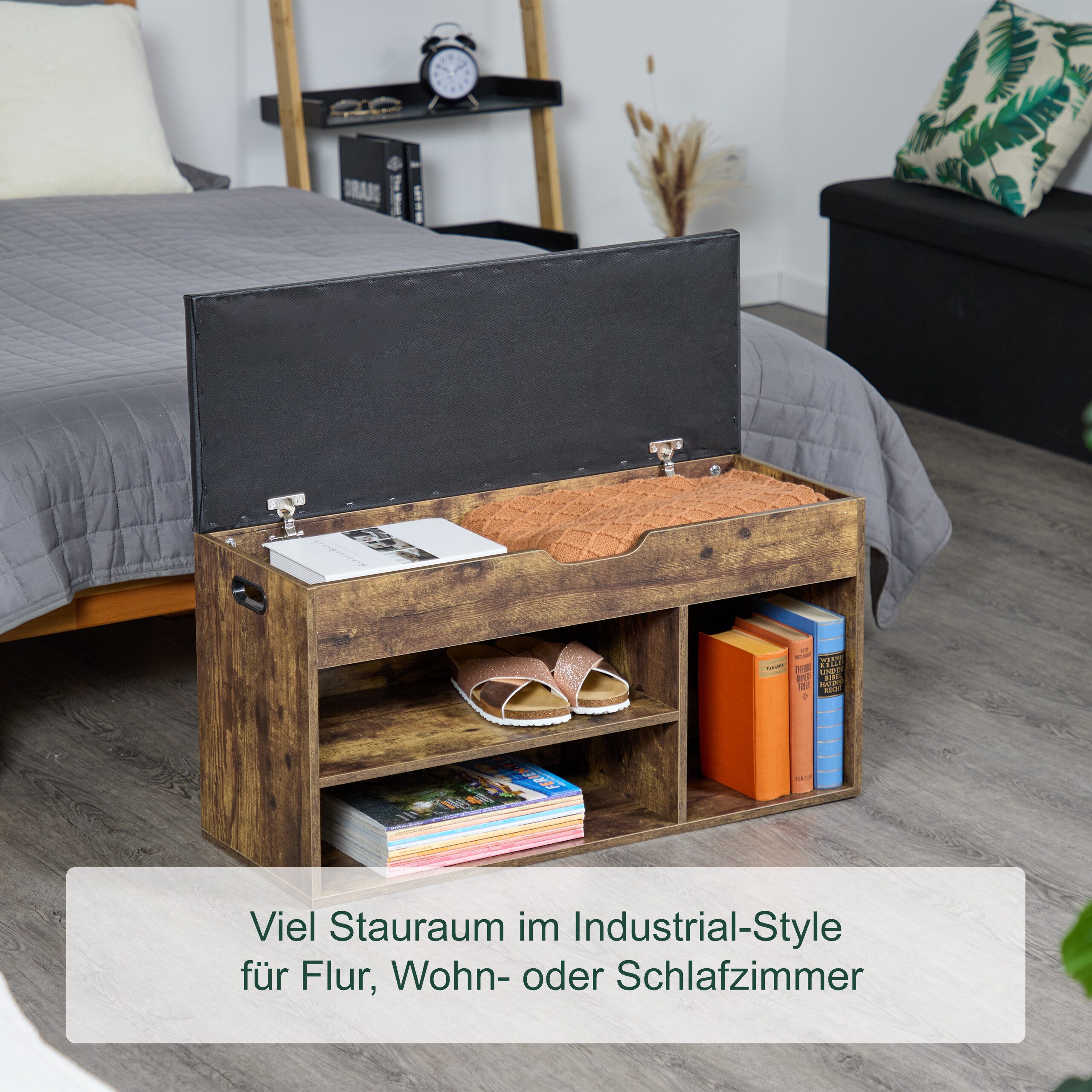 relaxdays Schuhbank mit Sitzfläche und Stauraum (1-St) – Bild 3 von 5