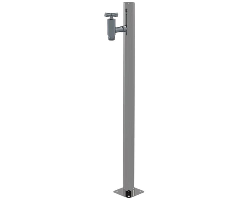 Ideal Eichenwald Gartendusche Wasserzapfsäule Ø48 rund Kaltwasser Edelstahl V2A poliert