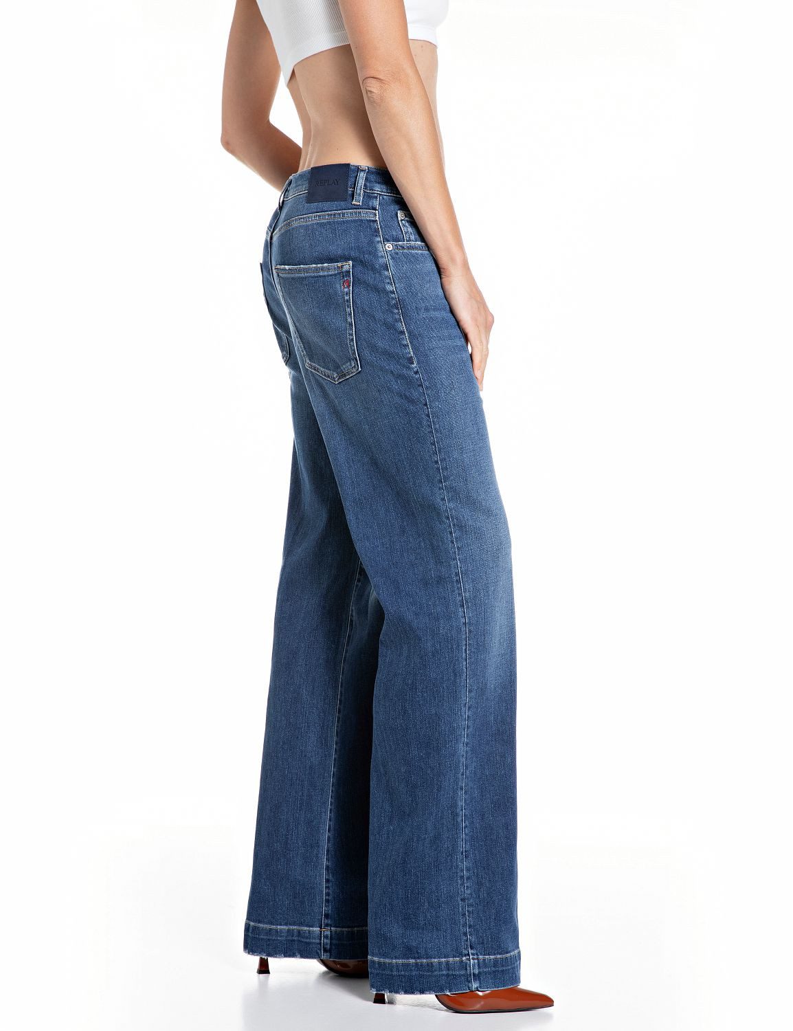 Replay Straight-Jeans MELJA mit weitem Bein