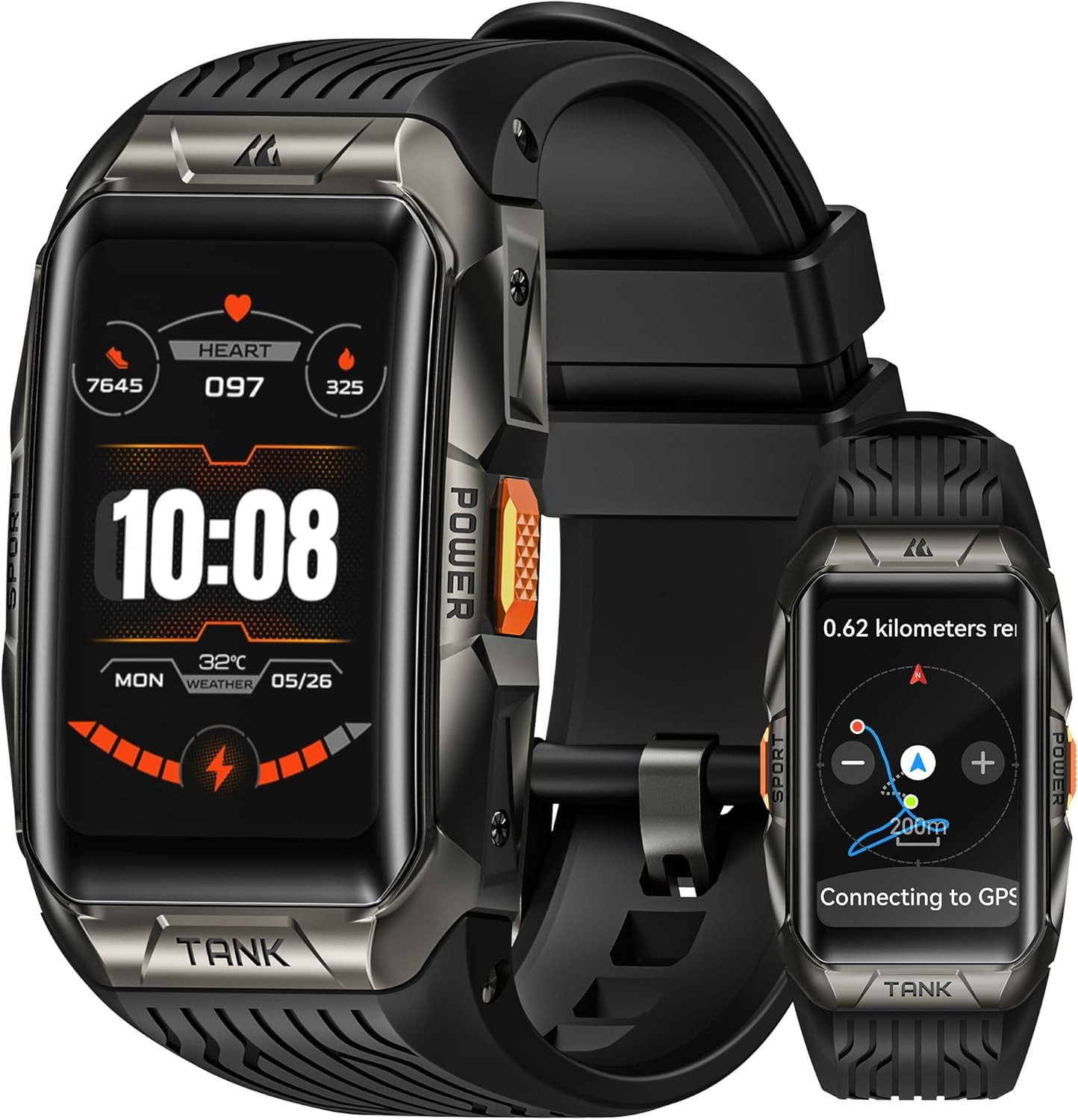 KOSPET Tank X2 Ultra Smartwatch (4,1 cm, android ios), Smartwatch mit 3D Curved Glas Gehäuse und Sprachsteuerung