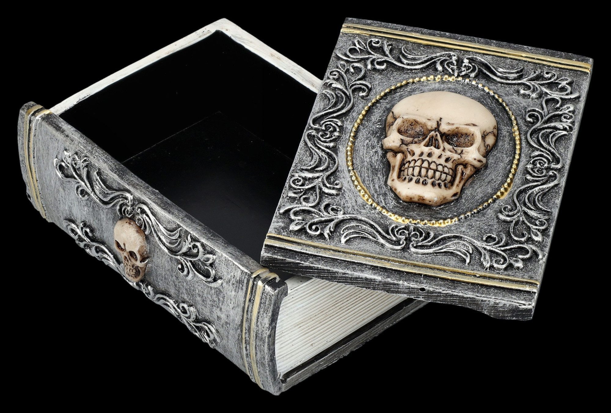Figuren Shop GmbH Dekoobjekt Schatulle Buch mit Totenkopf - Grimoire Gothic günstig online kaufen