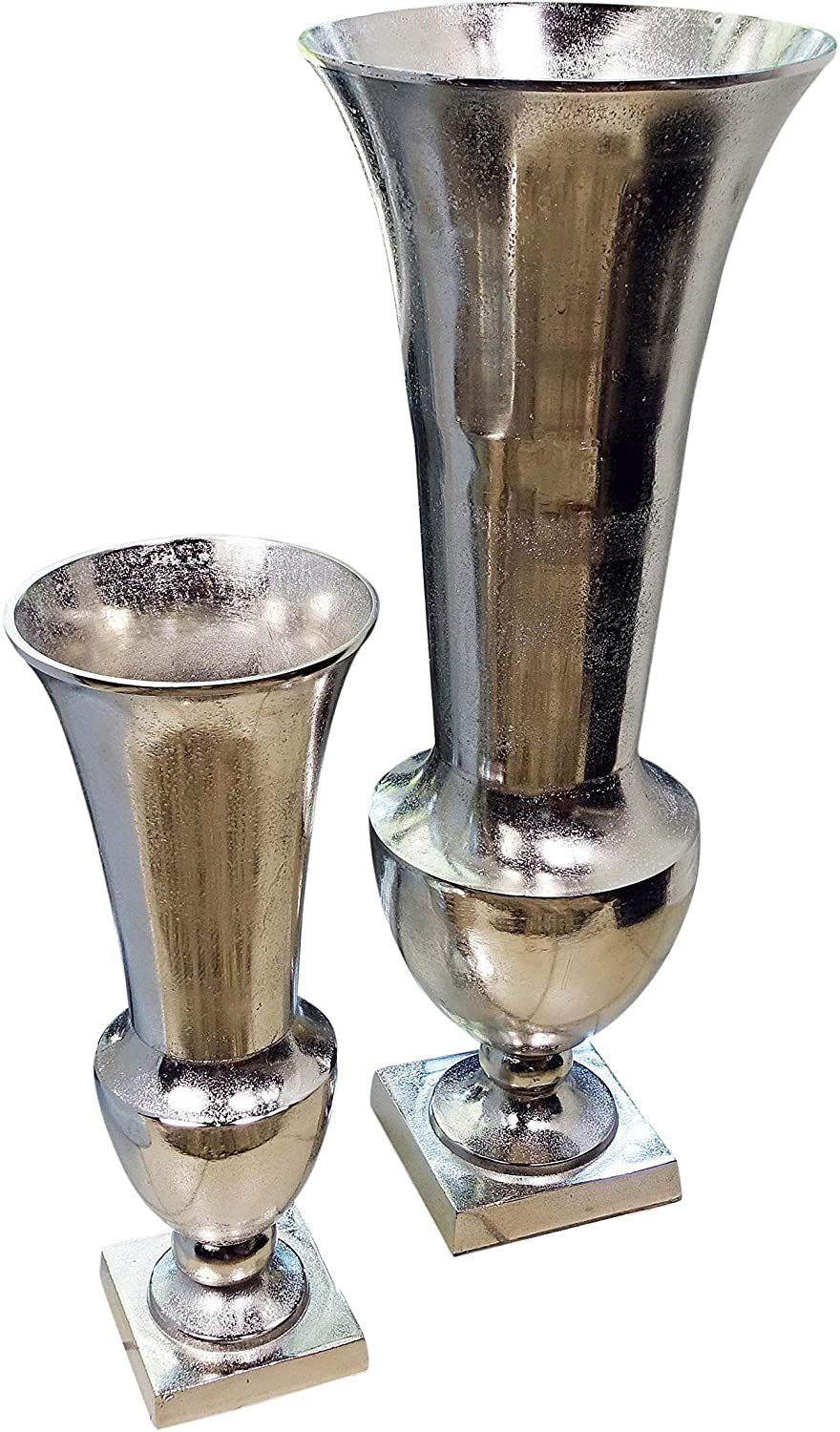 MichaelNoll Dekovase Vase Dekovase Alu Silber Bodenvase Kunstblumen - 52 cm oder 80 cm