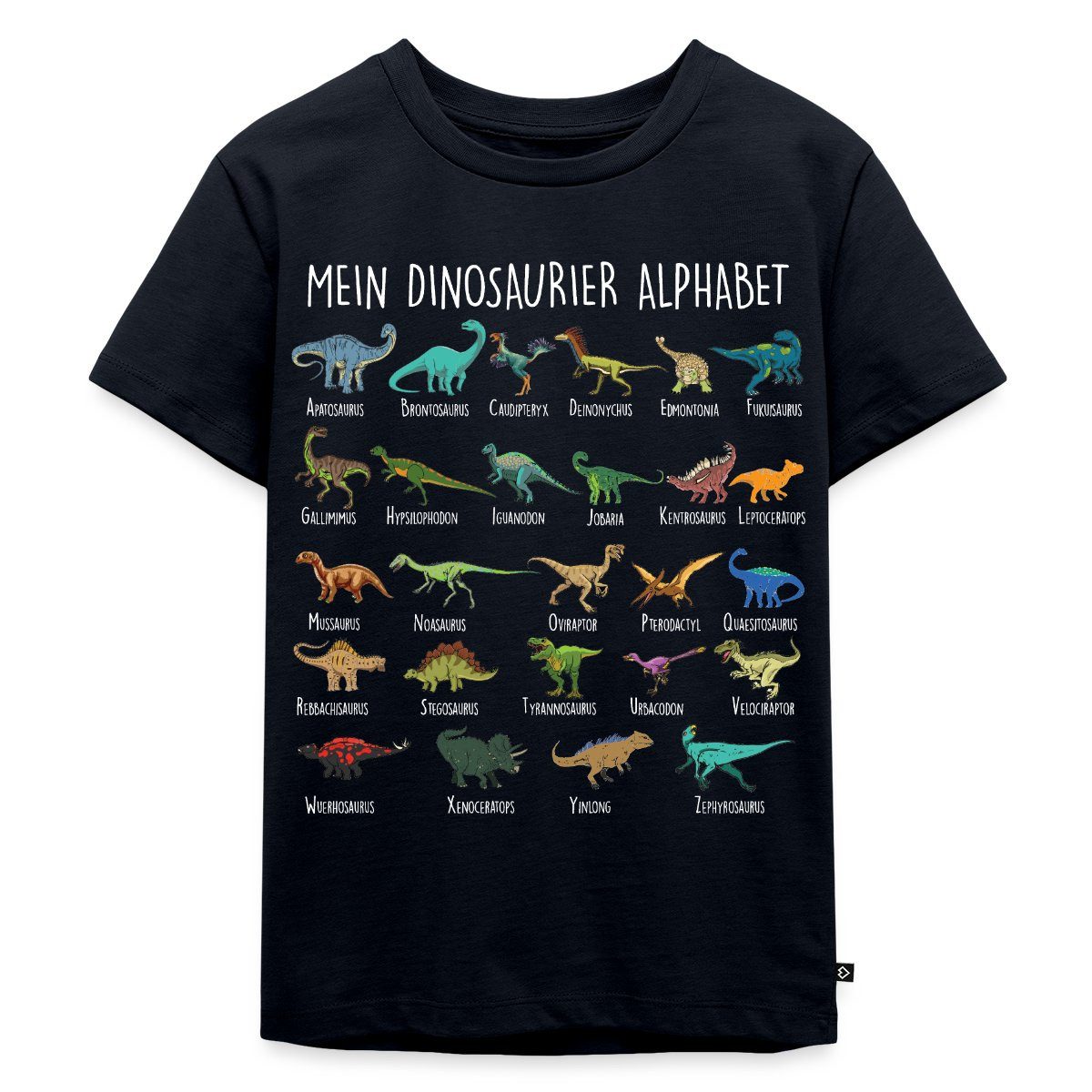 Spreadshirt T-Shirt Dinosaurier Alphabet Einschulung Kinder Premium T-Shirt (1-tlg)