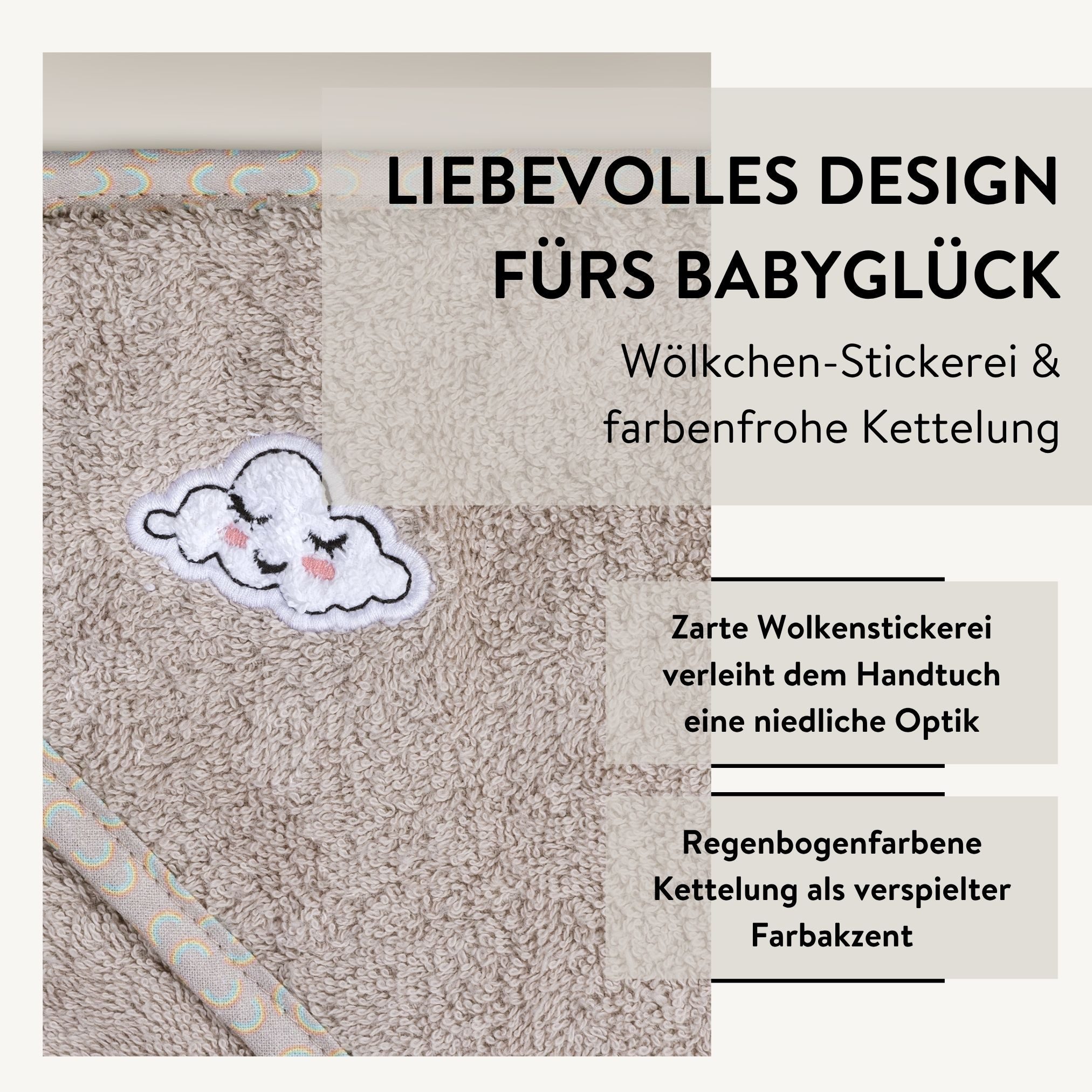 PARSA Beauty Handtücher Baby Kapuzenhandtuch, 100 % Baumwolle mit liebevoller Stickerei