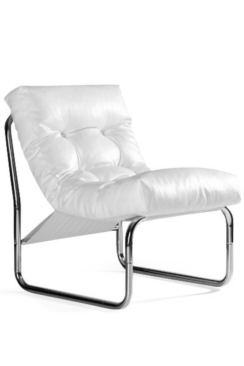 Casa Padrino Besucherstuhl Designer Salon Stuhl Weiß Lederoptik - Moderner Wohnzimmerstuhl