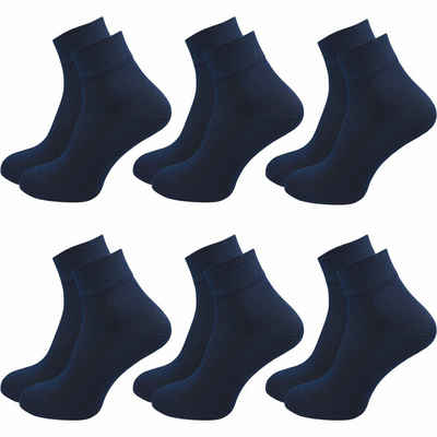 GAWILO Diabetikersocken für Damen ohne Gummibund & ohne Naht - kurze Socke (6 Paar) Breiter Piquet-Strick am Komfortbund, Venensocke aus weicher Baumwolle
