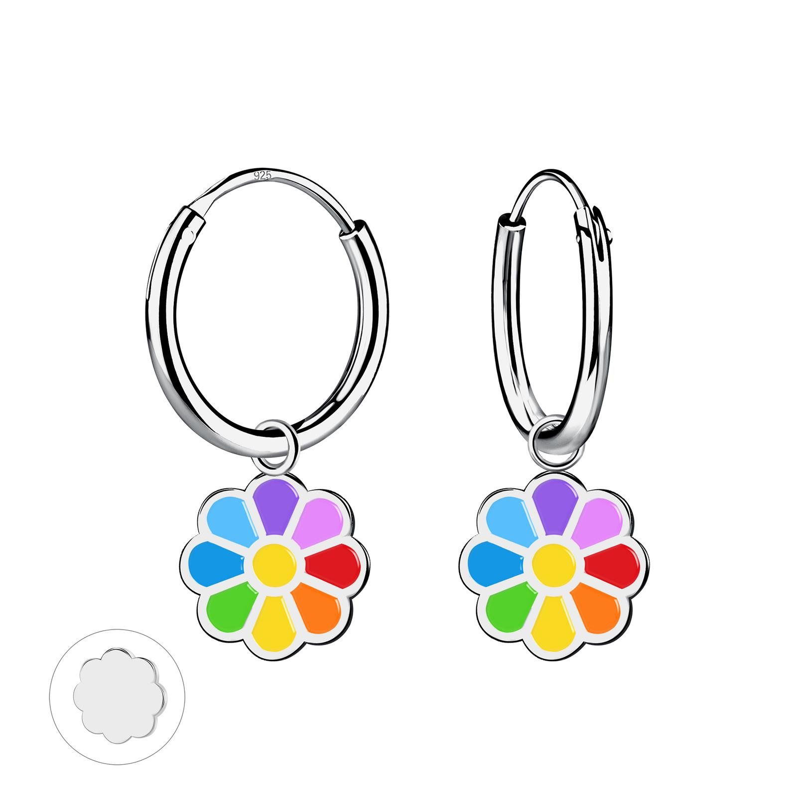 Monkimau Ohrring-Set Blumen Kinder Creolen 925 Silber, Hypoallergen