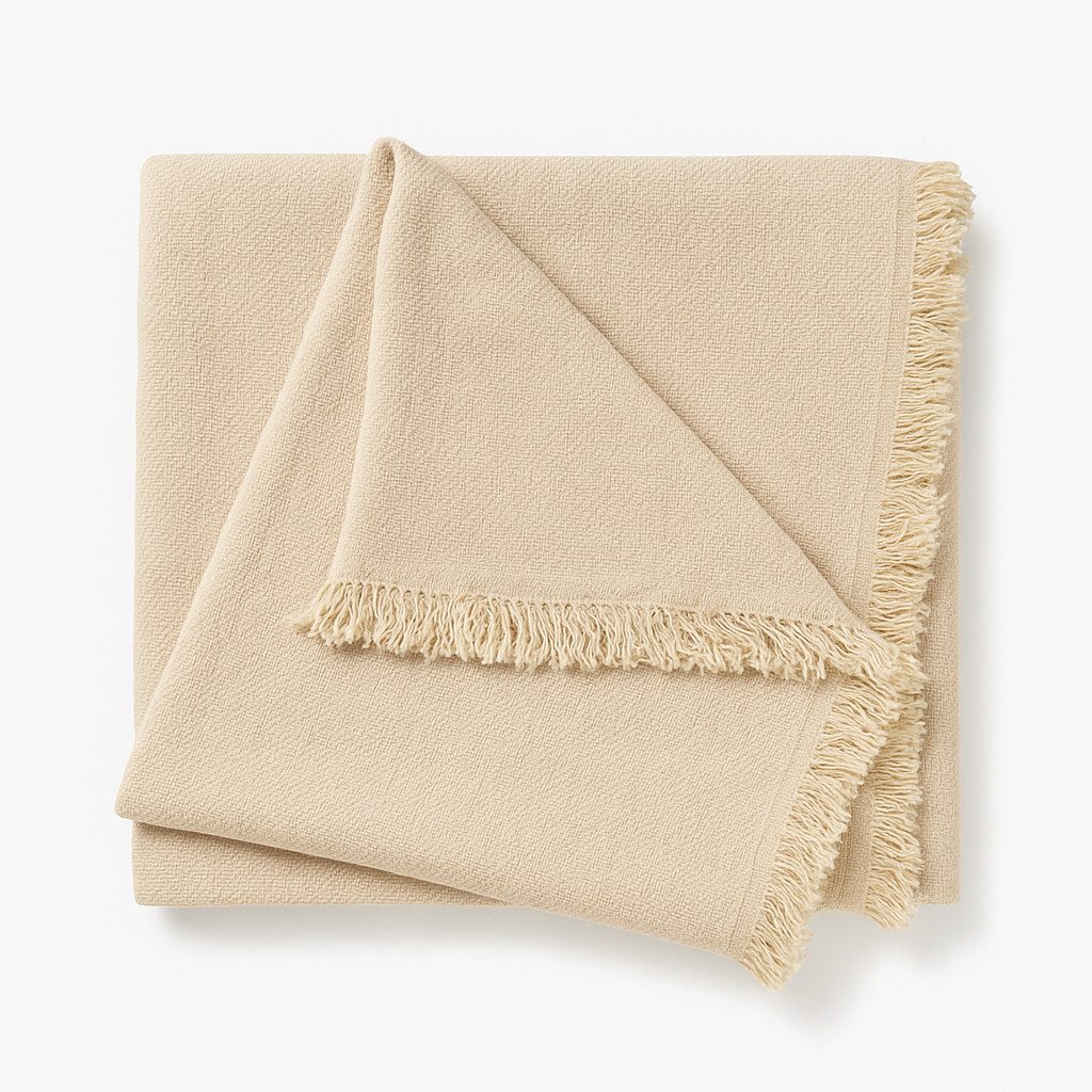 Wohndecke Cotton made in Africa, GUIDO MARIA KRETSCHMER, Plaid Couchdecke Baumwolle beige 220x250 cm