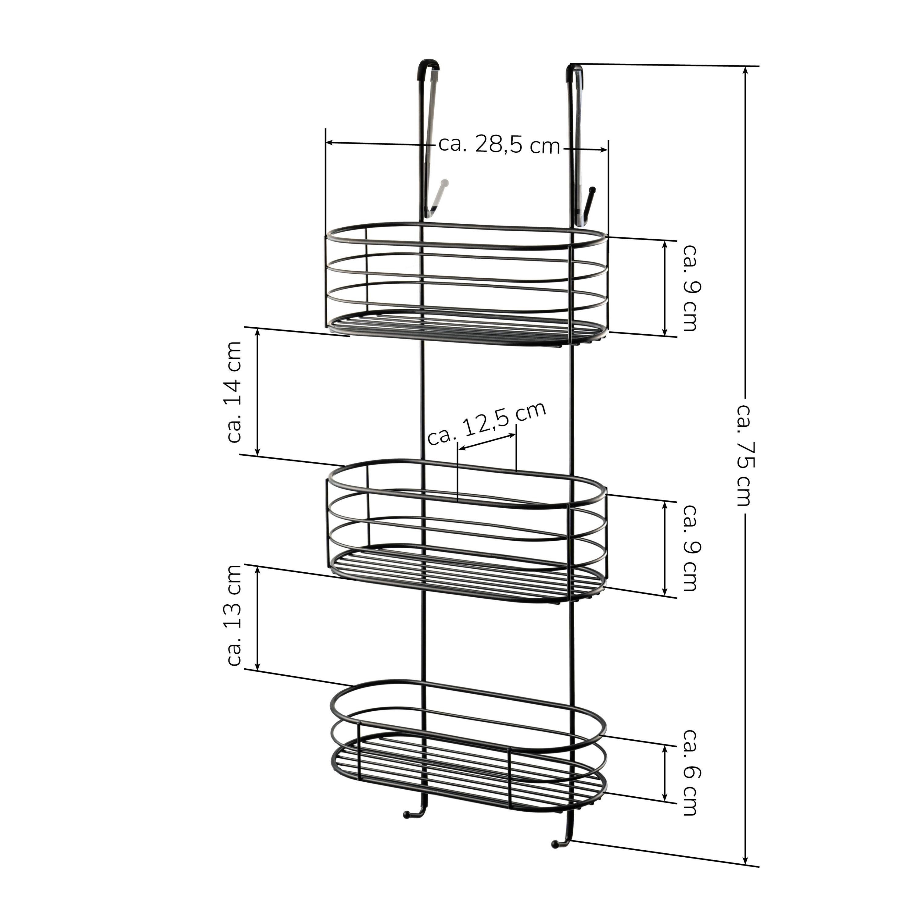 bremermann Duschregal Duschregal, 3 Ebenen, zum Einhängen, mit Haken und vier festen Haken