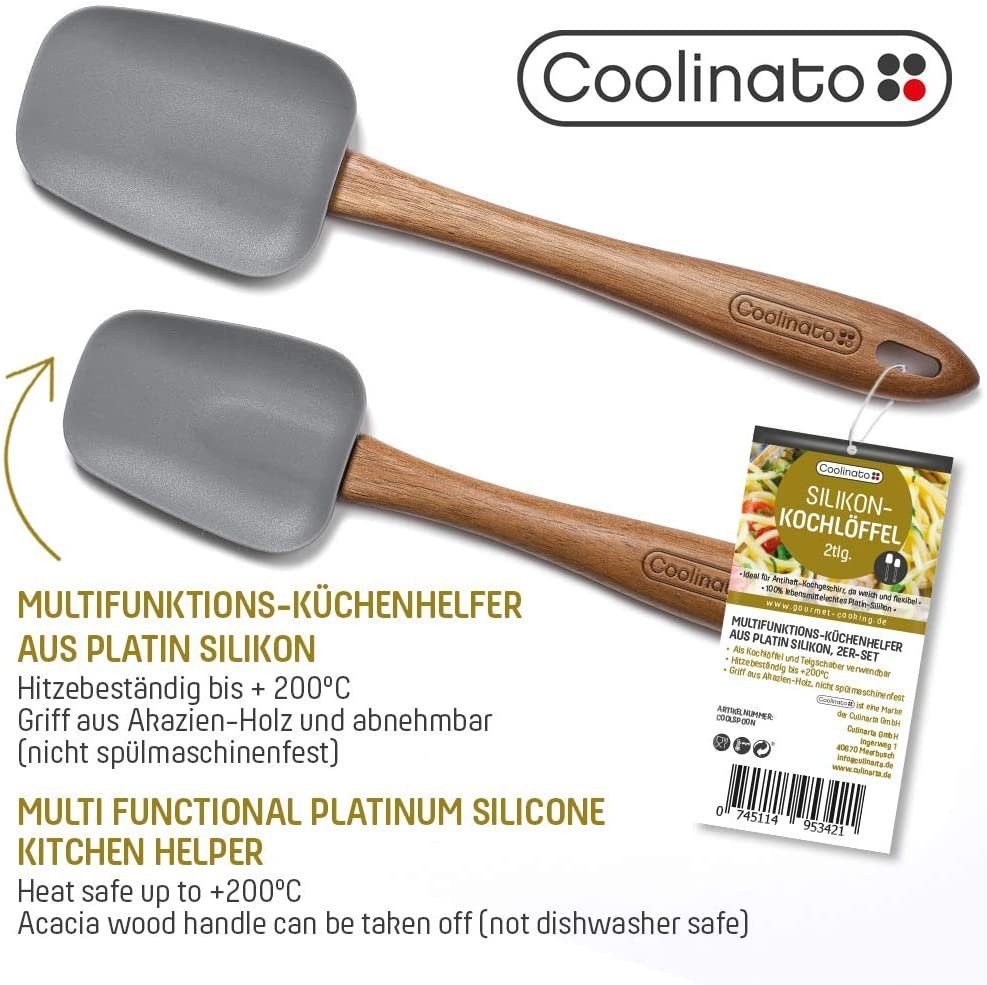 Coolinato Servierlöffel 2tlg Set Kochlöffel aus Akazienholz