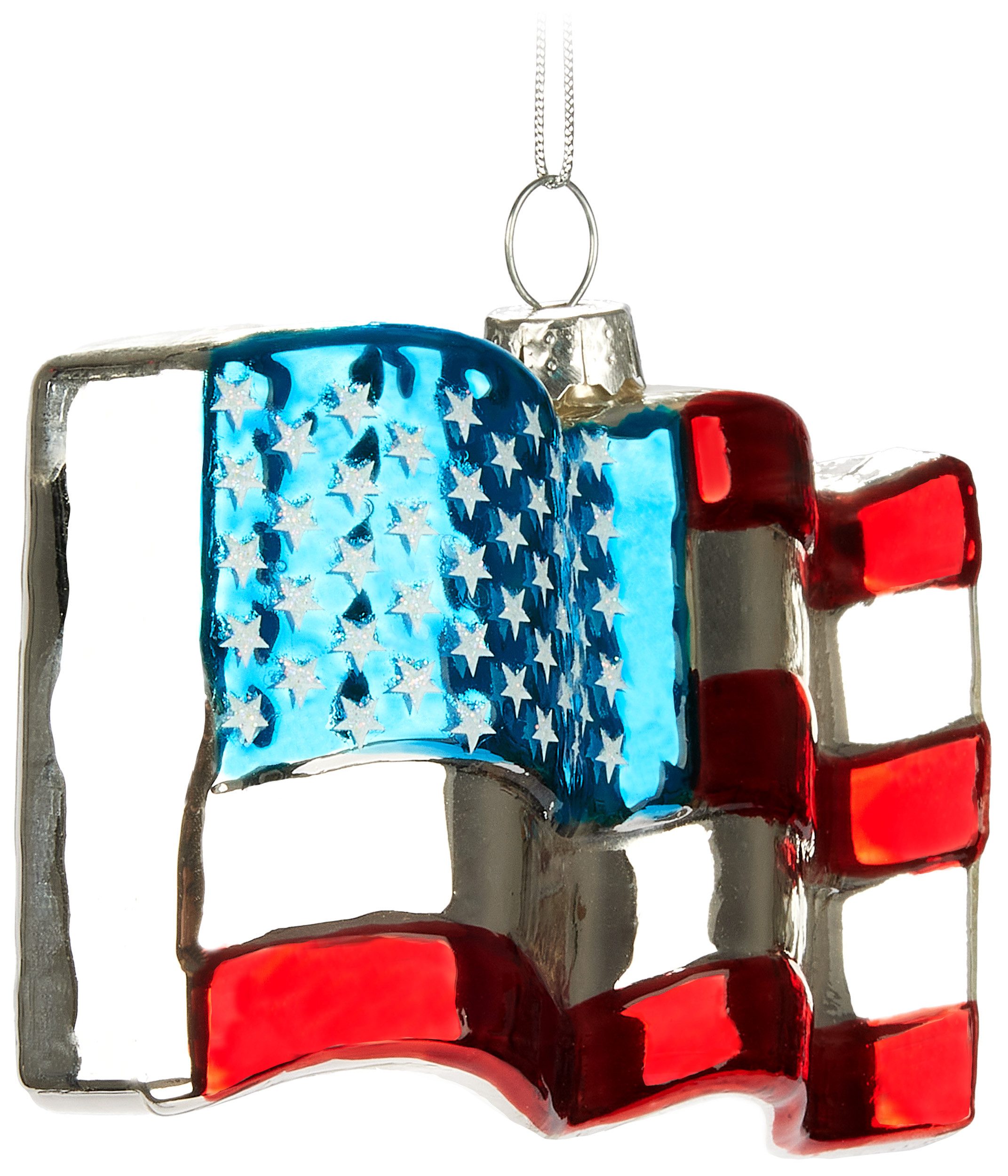 BRUBAKER Weihnachtsbaumkugel USA Flagge - Handbemalte Weihnachtskugel aus Glas (1 St), 10 cm Baumkugel Amerika Fahne - US Deko Christbaumschmuck Mundgeblasen