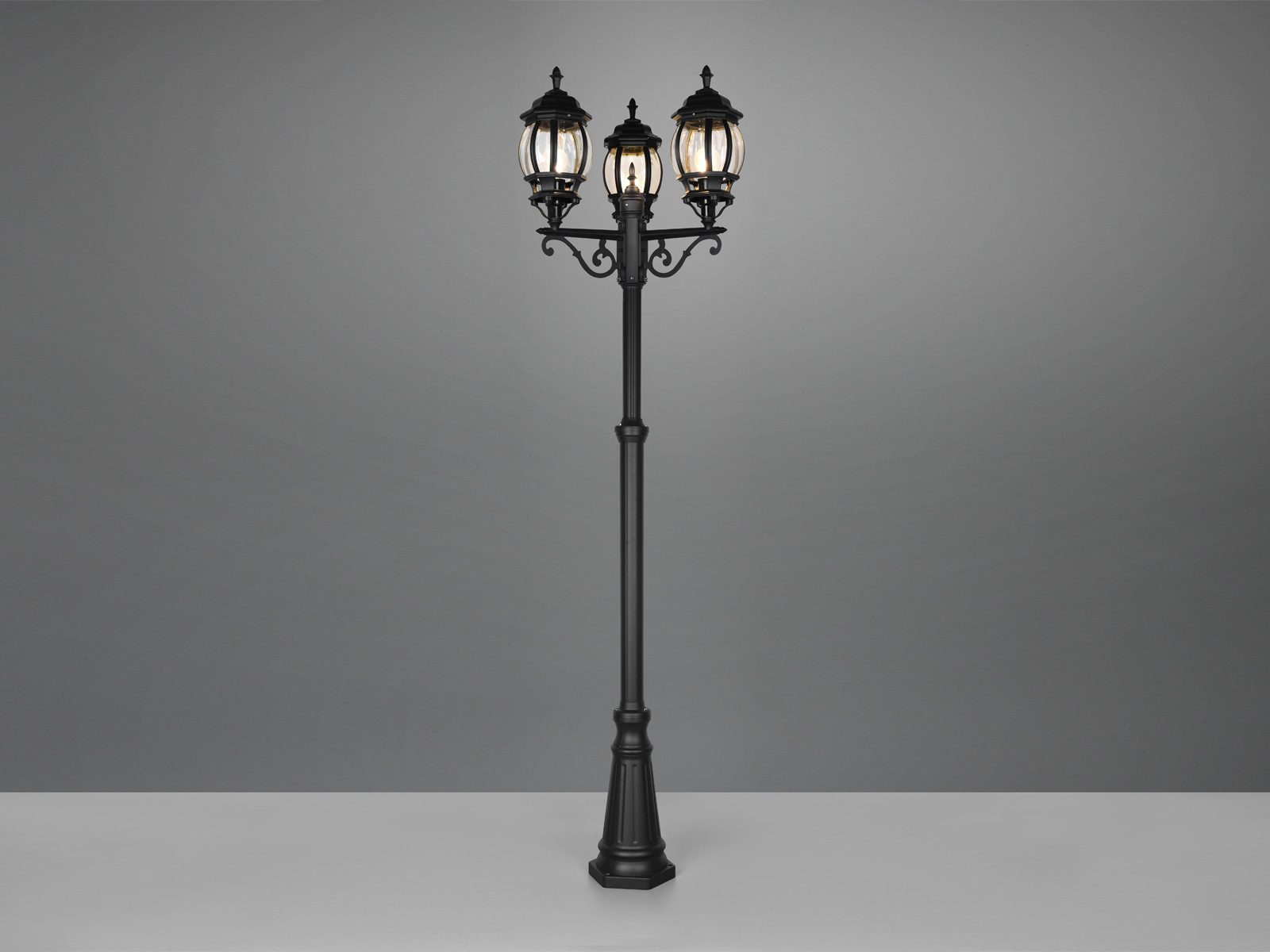 TRIO Leuchten LED Gartenleuchte, LED wechselbar, Warmweiß, Mastleuchte mit Strom, Garten-Kandelaber zur Wegbeleuchtung Höhe 240cm