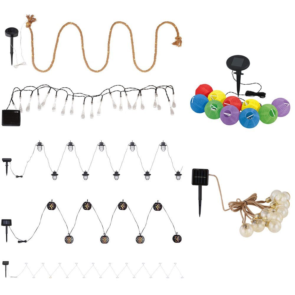 Solarlichterkette Solar Solarleuchte, etc-shop Außen Lichterkette LED Farbwechsel, fest LED-Leuchtmittel Klar verbaut,