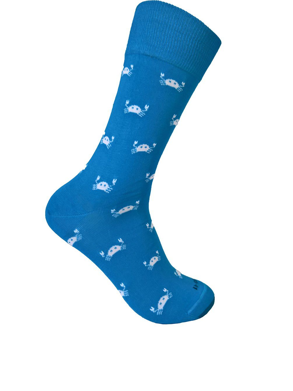 Sangiacomo Komfortsocken Socke mit Krabben Muster (1-Paar) aus hautfreundlicher Baumwolle Blau