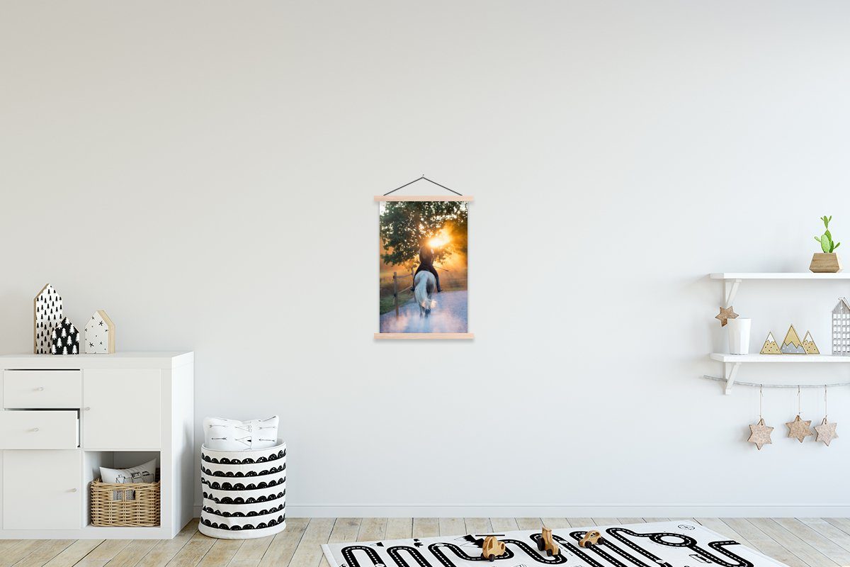 MuchoWow Poster Pferd - Sonne - Sand, (1 St), Posterleiste, Textilposter für Wohnzimmer, Bilderleiste, Magnetisch