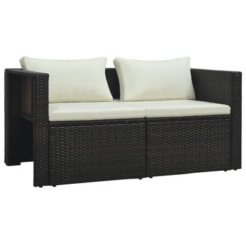 vidaXL Gartenlounge-Set 6-tlg. Garten-Lounge-Set mit Auflagen Poly Rattan Braun, (6-tlg)