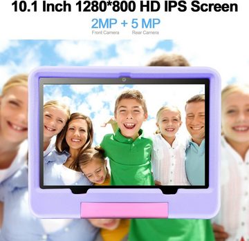 DUODUOGO Fur kinder 4GB RAM Elterliche Kontrolle YouTube Kid Tablet mit Hüllen Tablet (10", 64 GB, Android 12, Mit WiFi 6000mAh, Dual-Kamera 1920x1200 FHD/IPS, Bluetooth Netflix)
