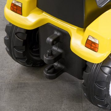 HOMCOM Trettraktor Sitzbagger, Aufsitzbagger mit Schaufel Rutscherfahrzeug, für 3-jährige Kinder