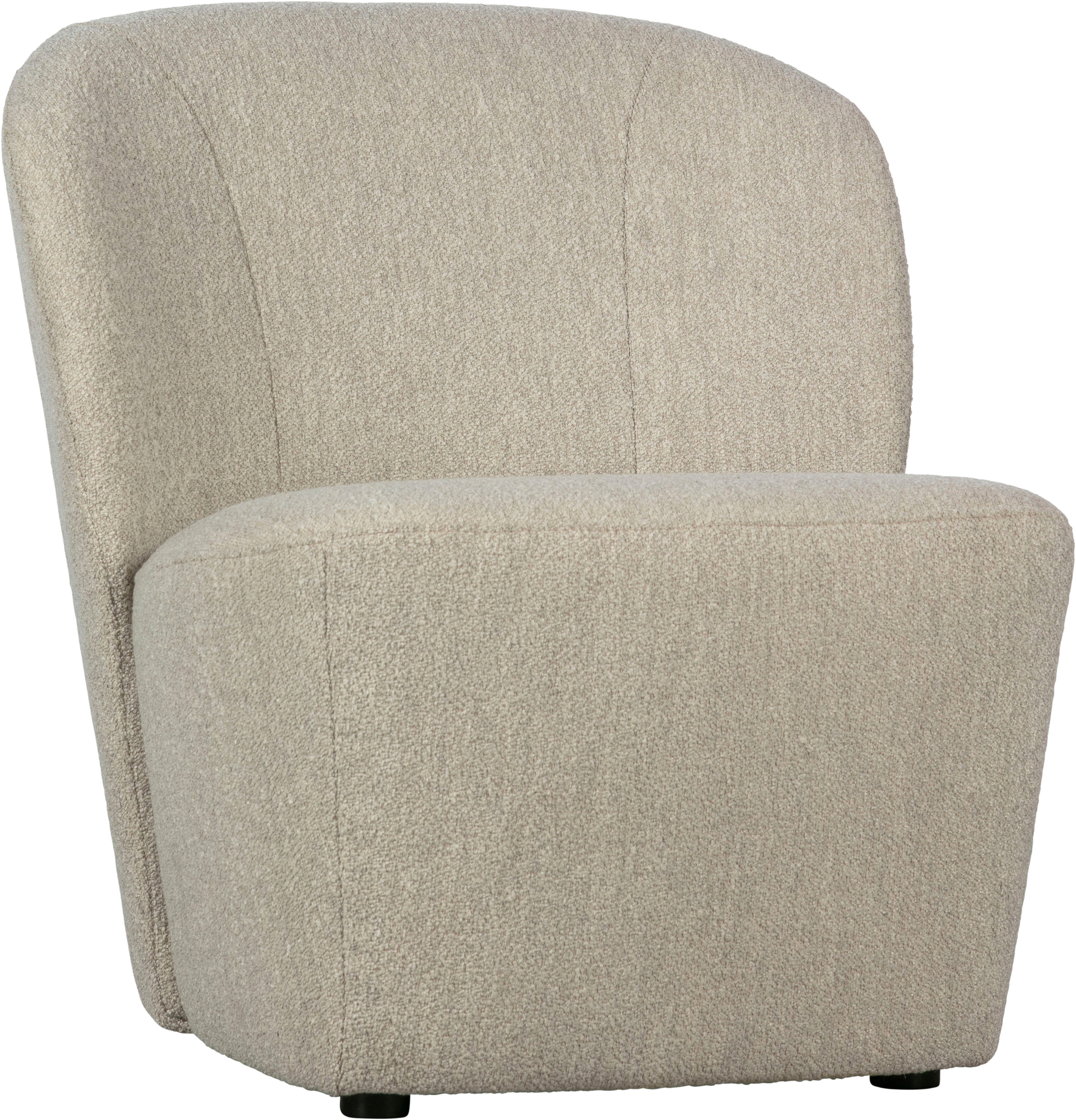 WOOOD Loungesessel Lofty mit Bouclé-Bezug und Hartholzrahmen B 68 x T 72 x H 75 cm, Ausgezeichnete Verschleißfestigkeit, separates Rückenkissen