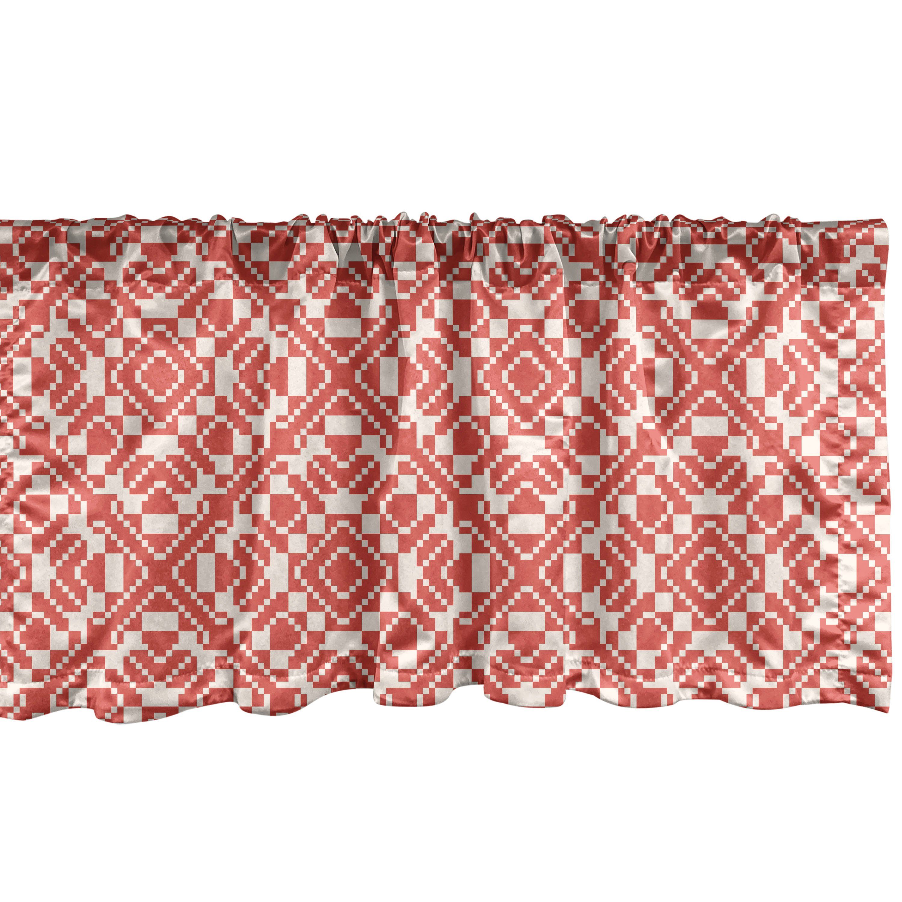Scheibengardine Vorhang Volant für Küche Schlafzimmer Dekor mit Stangentasche, Abakuhaus, Microfaser, Geometrisch Bicolor Traditionelle Kunst