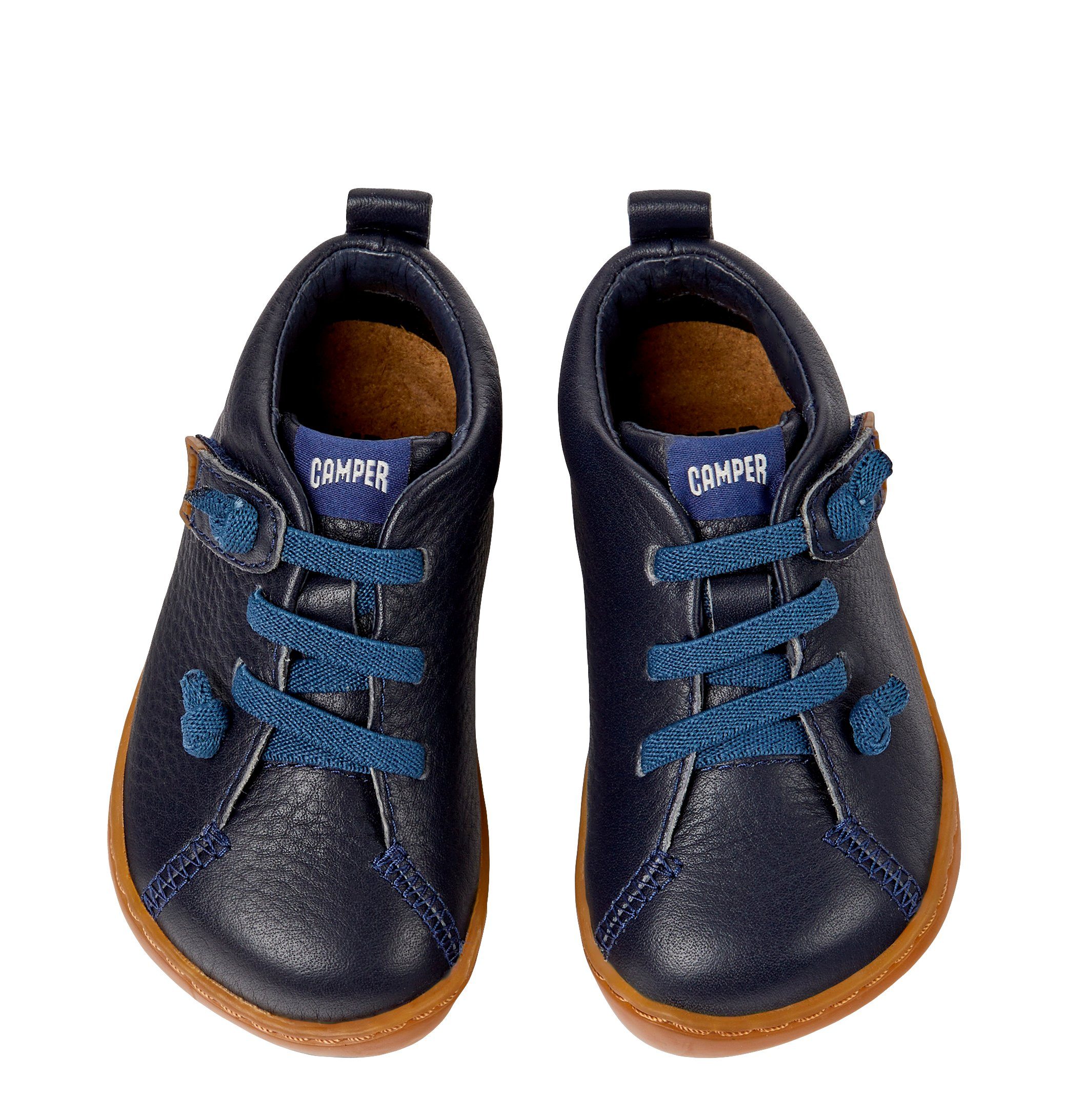 Camper Camper Lauflernschuhe Peu erste Обувь Kinder Leder Blau Schnürschuh