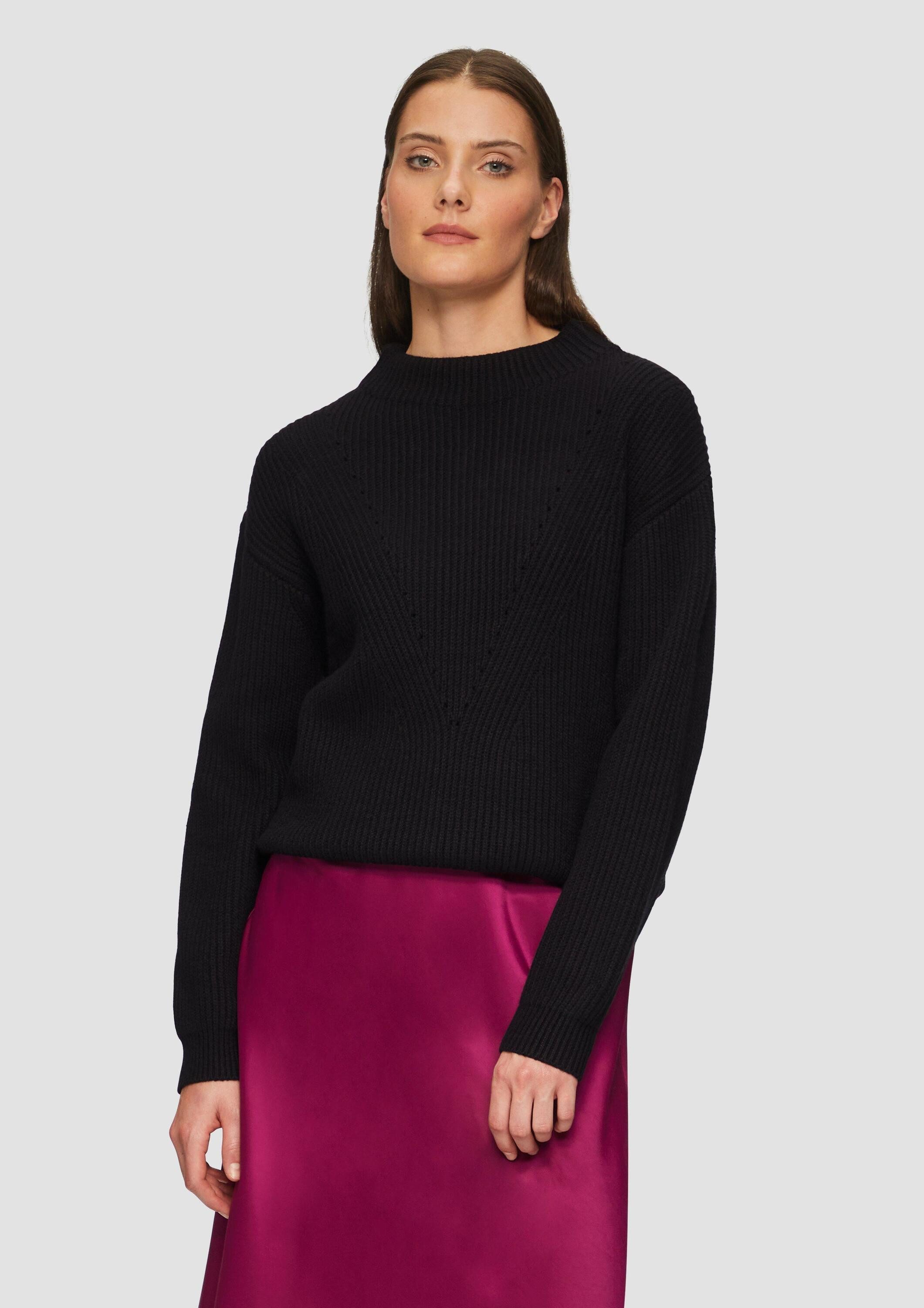 s.Oliver Longpullover Strickpullover Oversized-Strickpullover mit Ajour-Detail