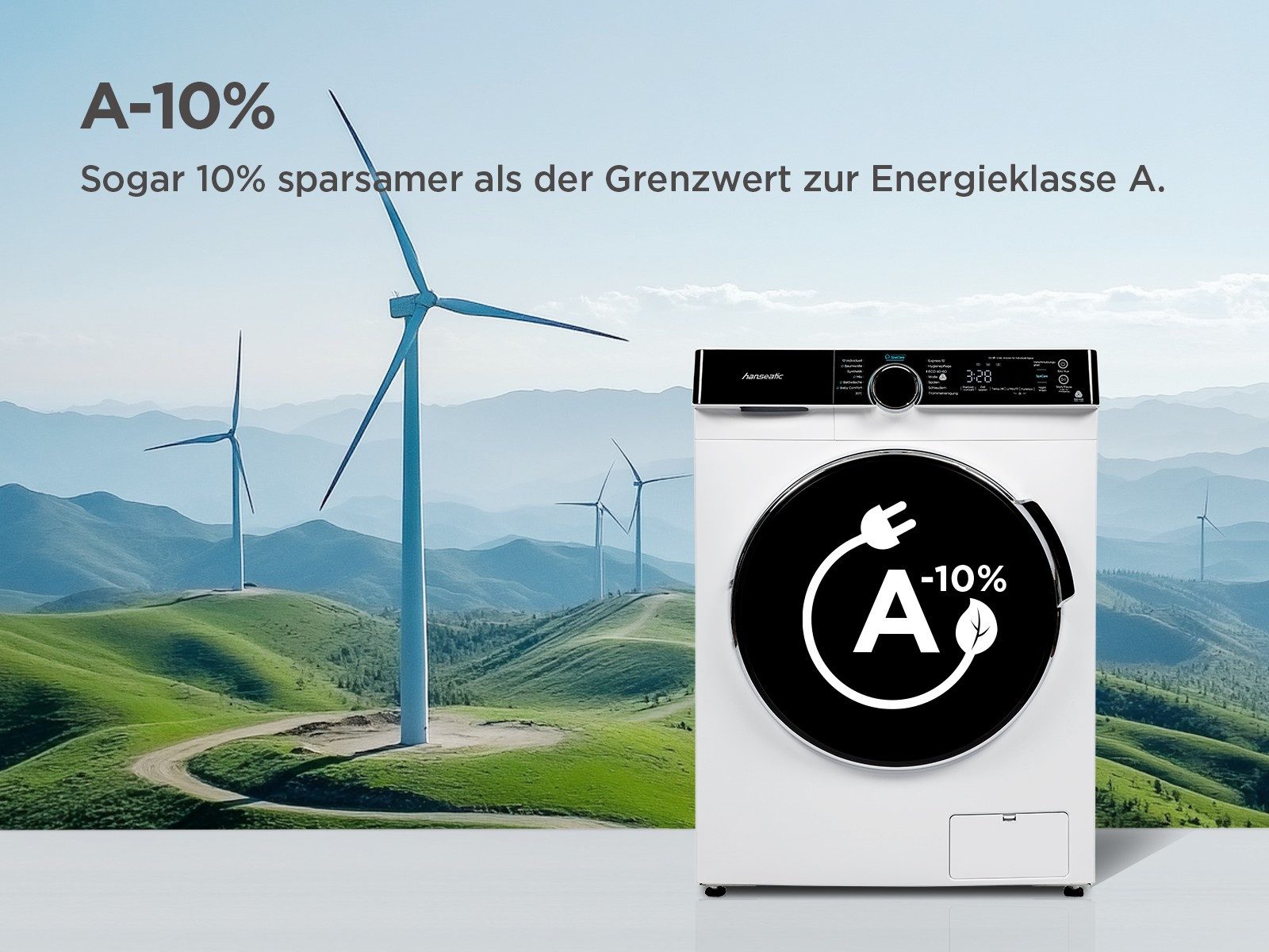 Hanseatic Waschmaschine HWMK814A1, 8 kg, 1400 U/min, Night Wash