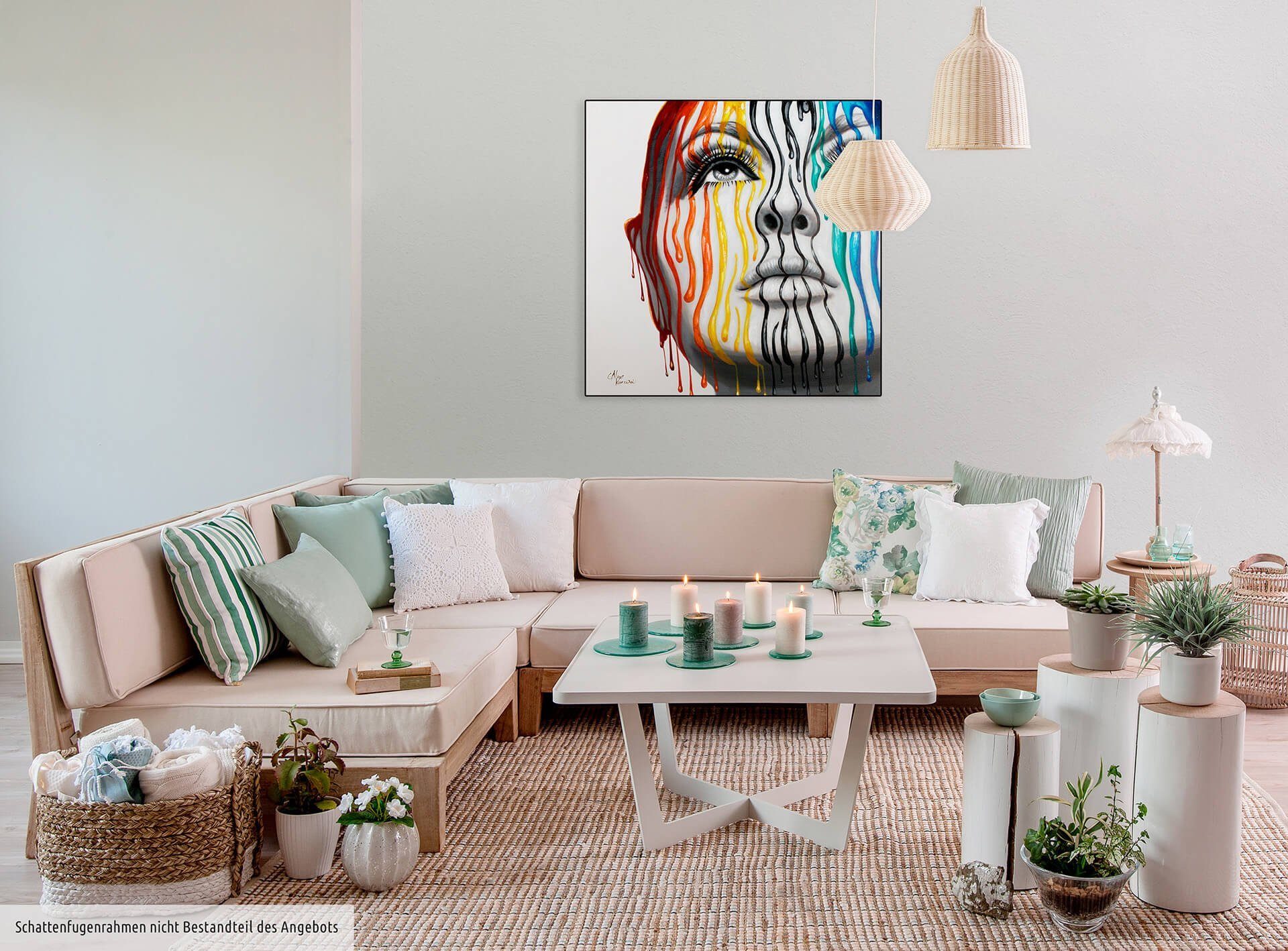 cm, Gemälde Leinwandbild 80x80 KUNSTLOFT Wohnzimmer Contours HANDGEMALT Wandbild Striped 100%