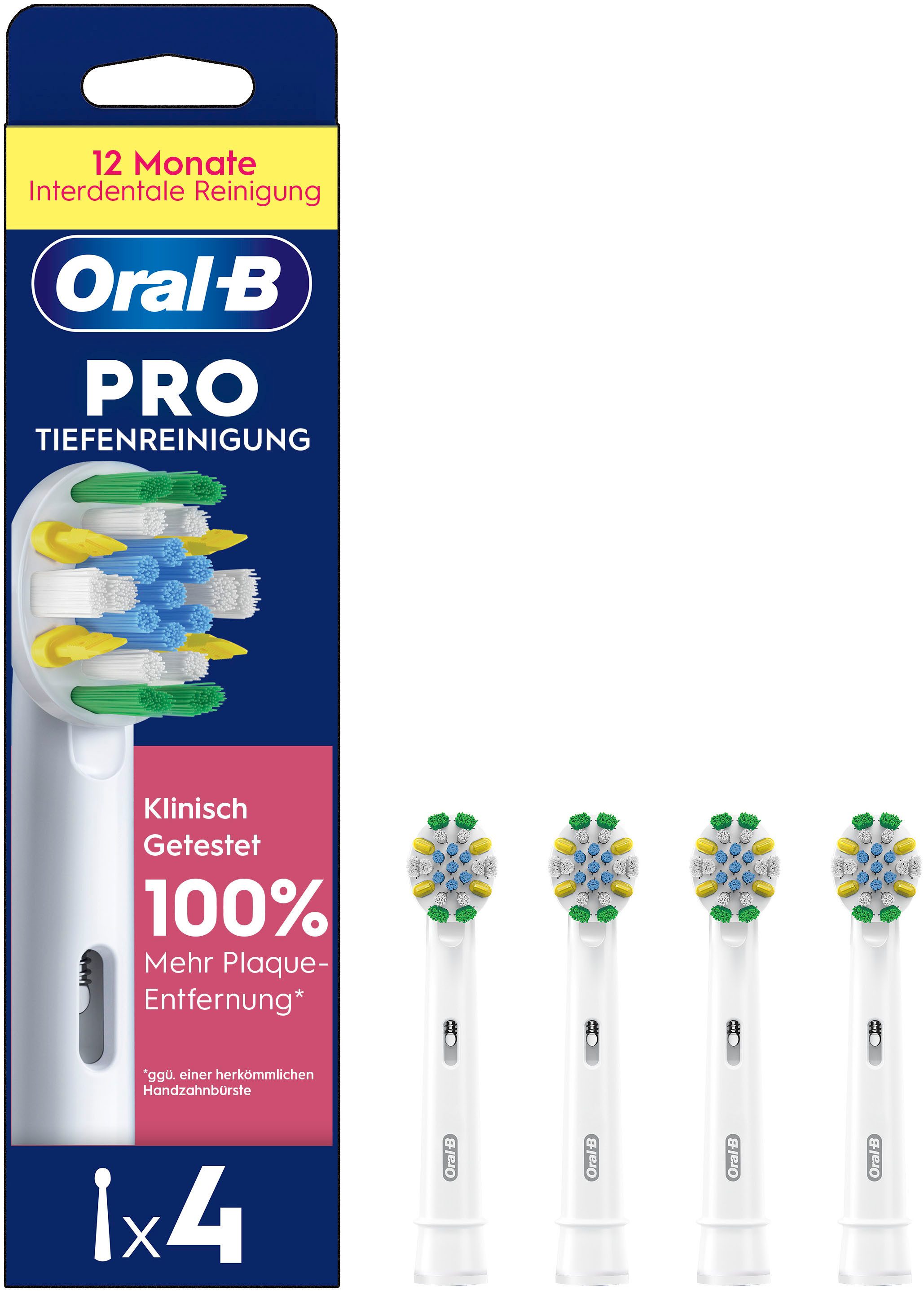 Oral-B Aufsteckbürsten Pro Tiefenreinigung, Tiefe Zahnreinigung mit innovativen X-förmigen Borsten