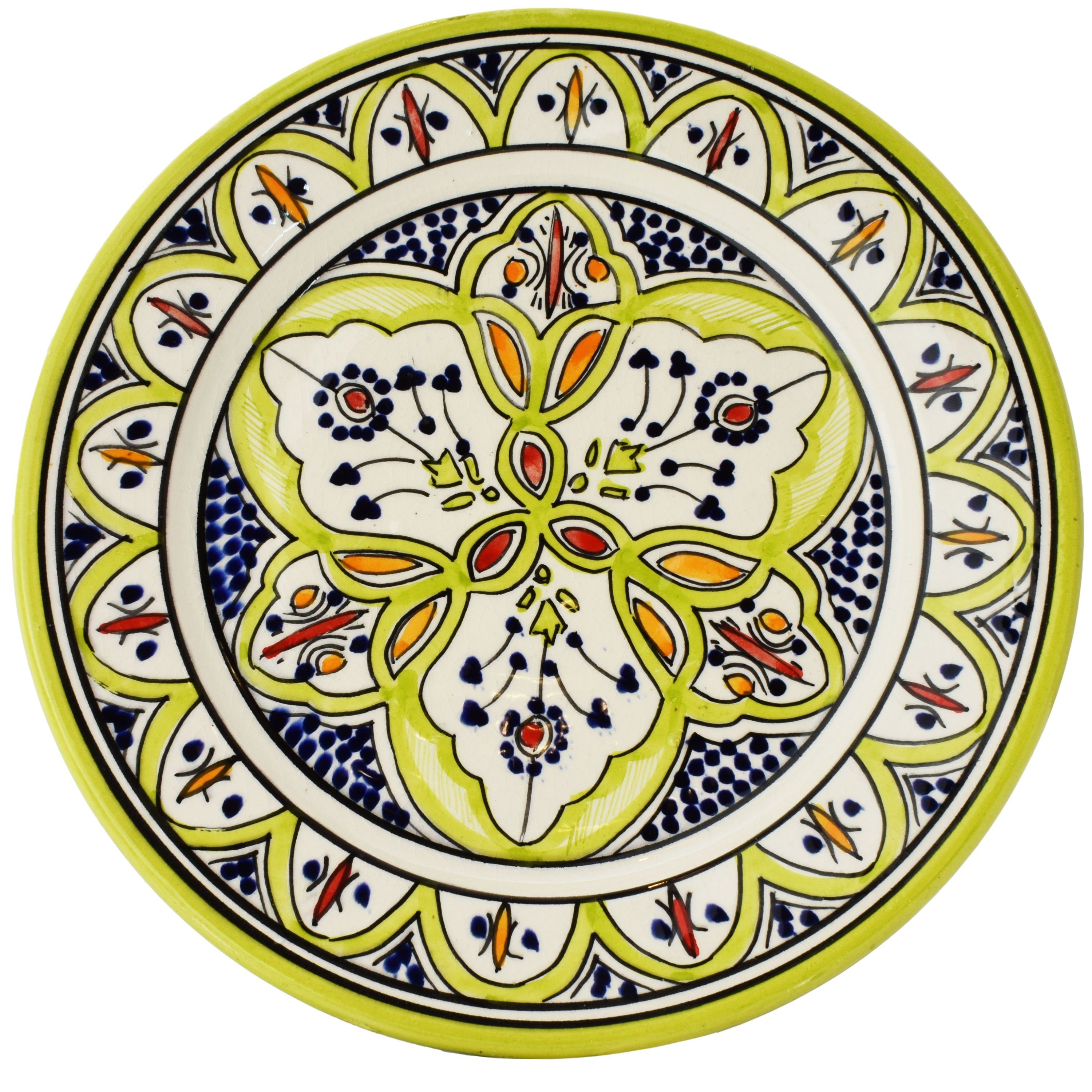 Marrakesch Orient & Mediterran Interior Dessertteller Orientalische Teller Keramikteller Rund Achraf 25cm handbemalt, Handarbeit