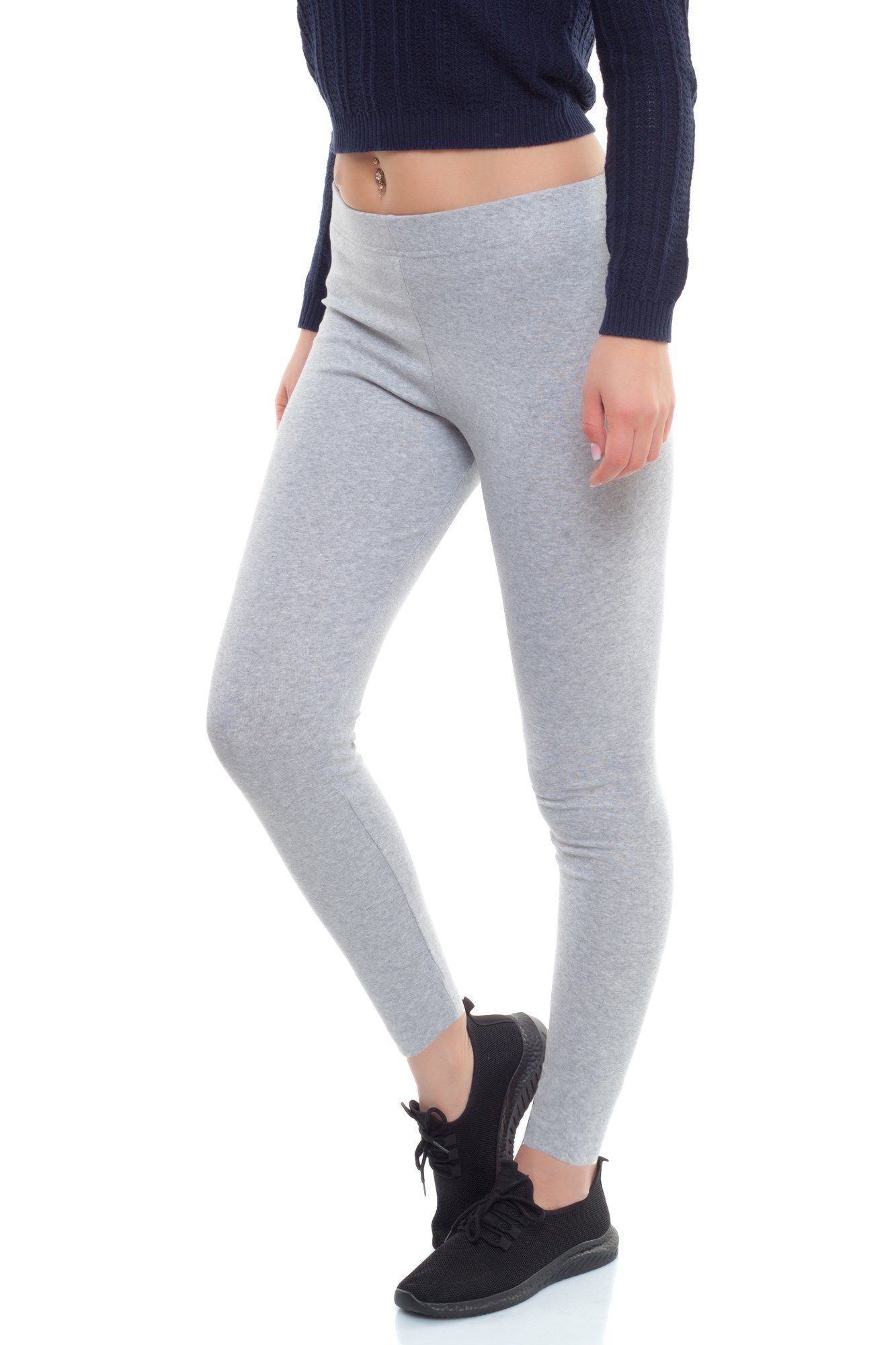 Bongual Leggings Damen Feinstrick Thermoleggins warm aus Baumwolle-mix Basic Thermo