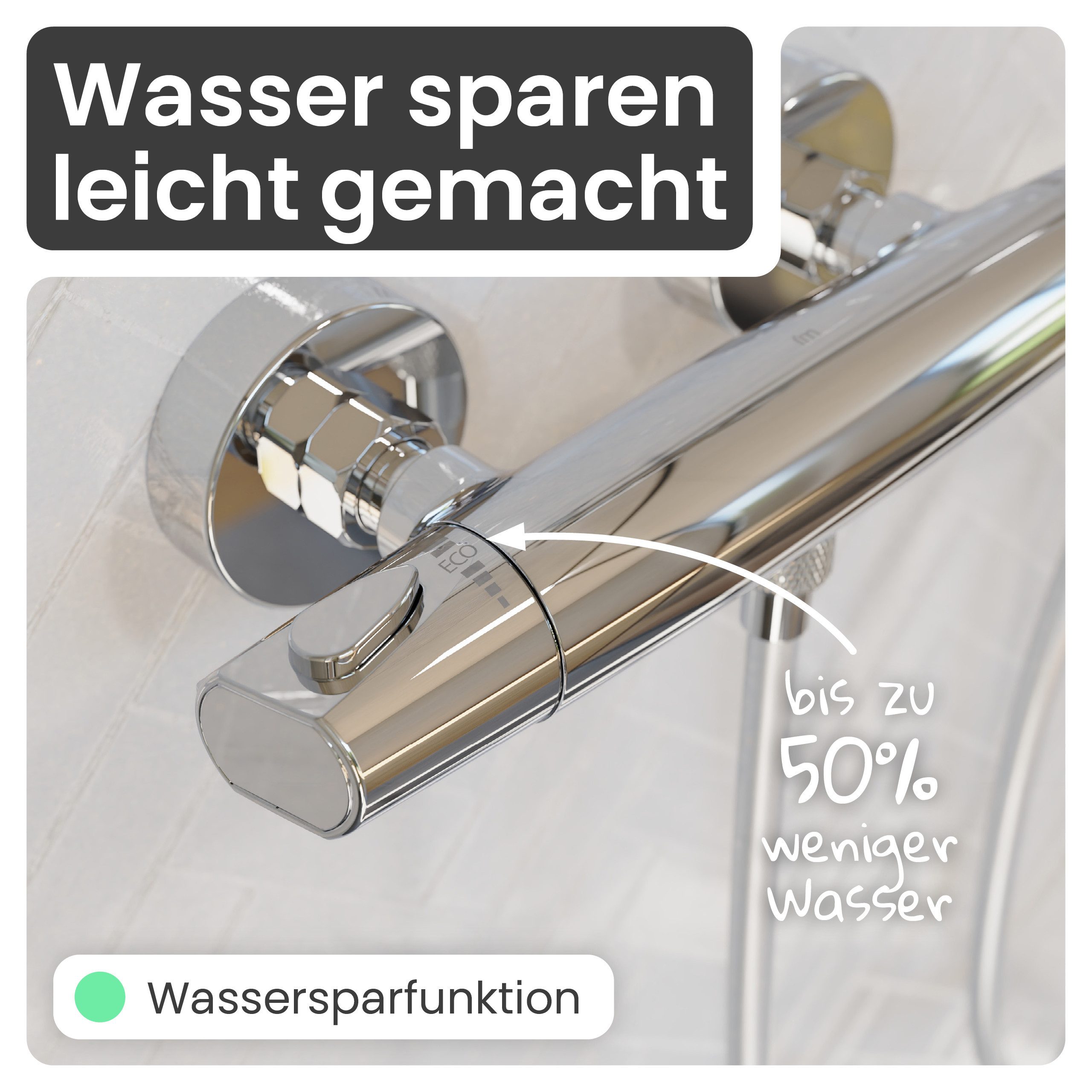 instmaier Brausethermostat Beatrice, Duschthermostat mit Verbrühschutz, Farbe Chrom